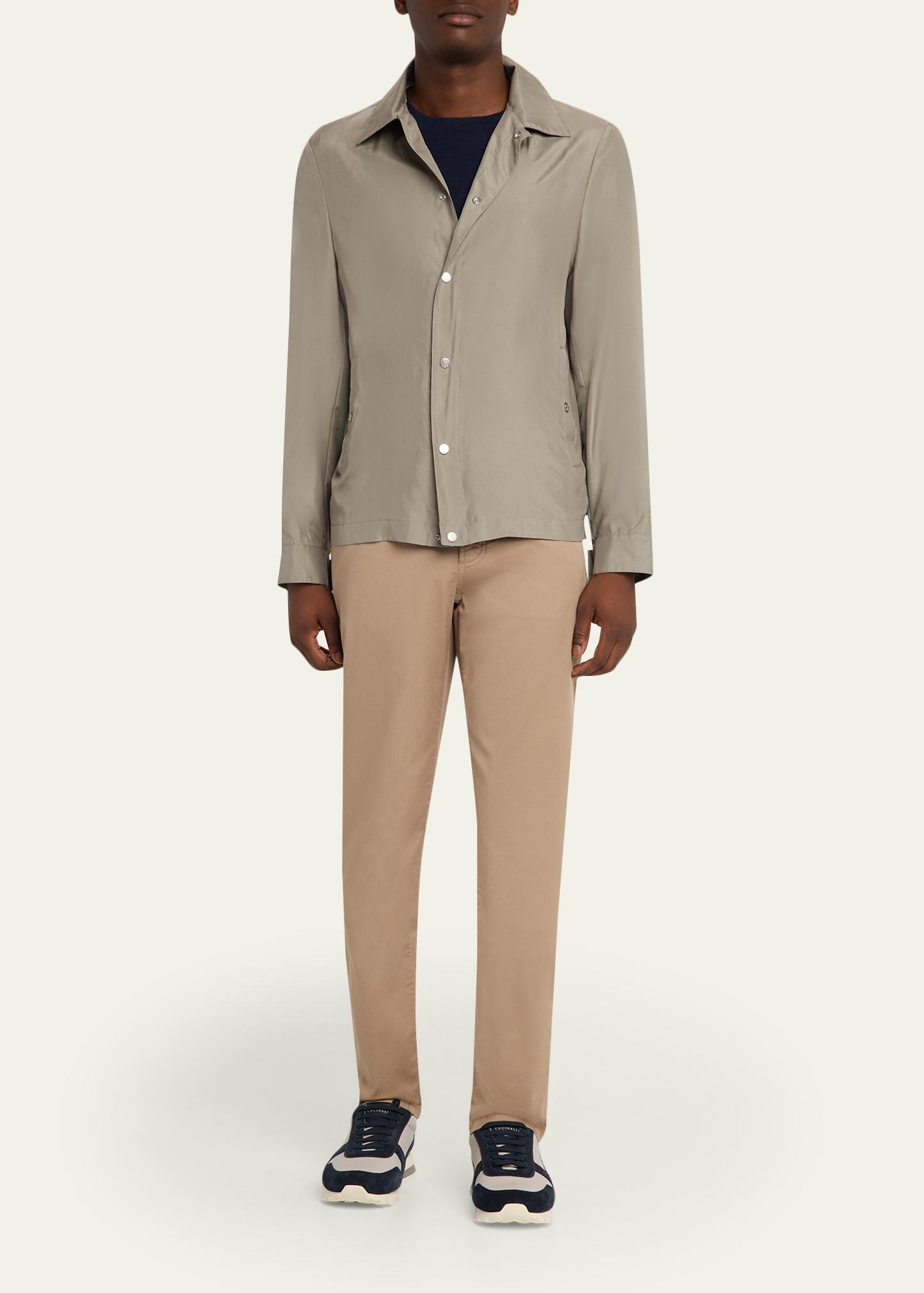 Brunello Cucinelli Men's Silk Blend Snap-Front Shirt Jacket