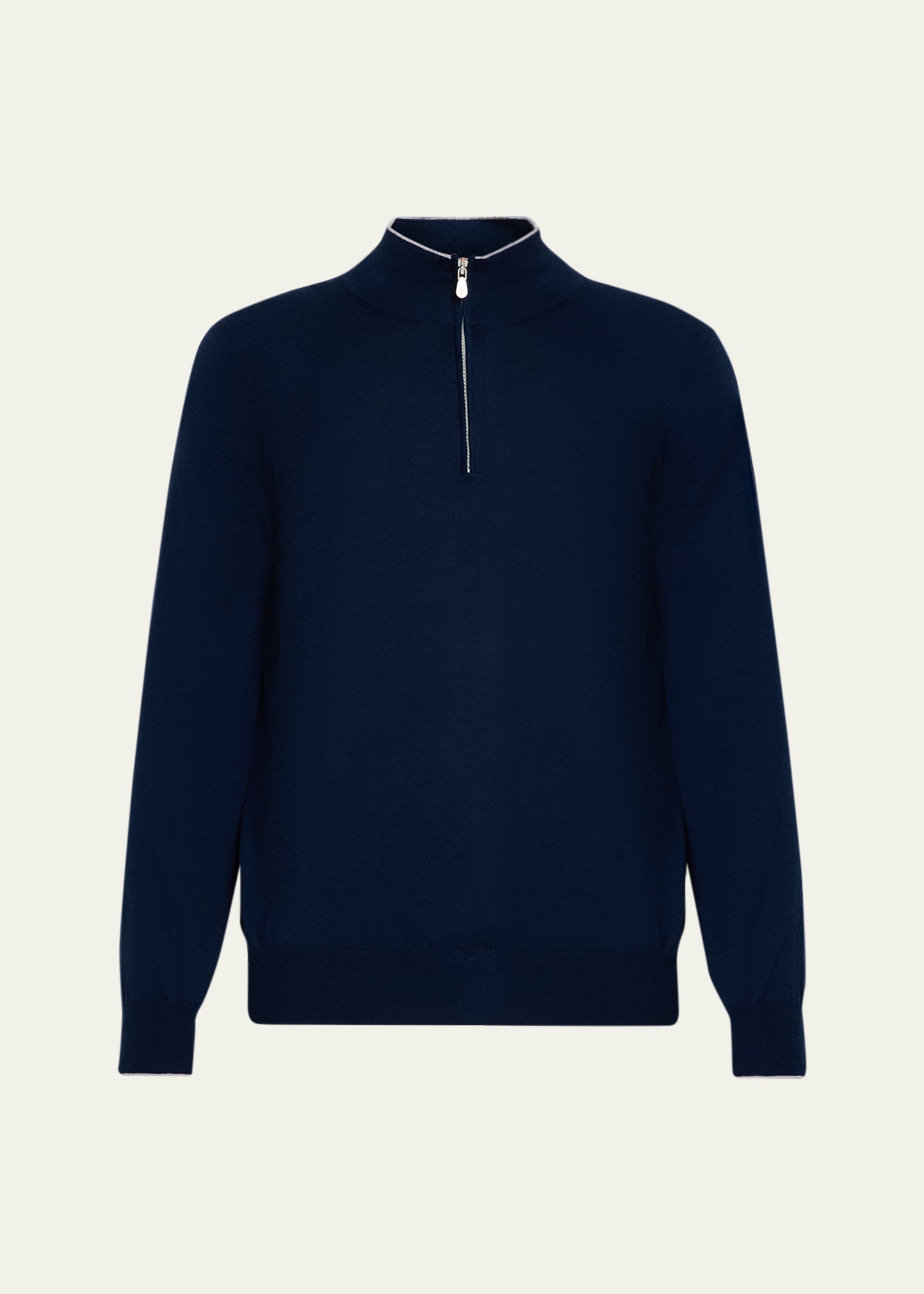 BRUNELLO CUCINELLI カシミヤ ネイビー セーター Brunello Cucinelli Men's Cotton Knit Quarter-Zip Sweater
