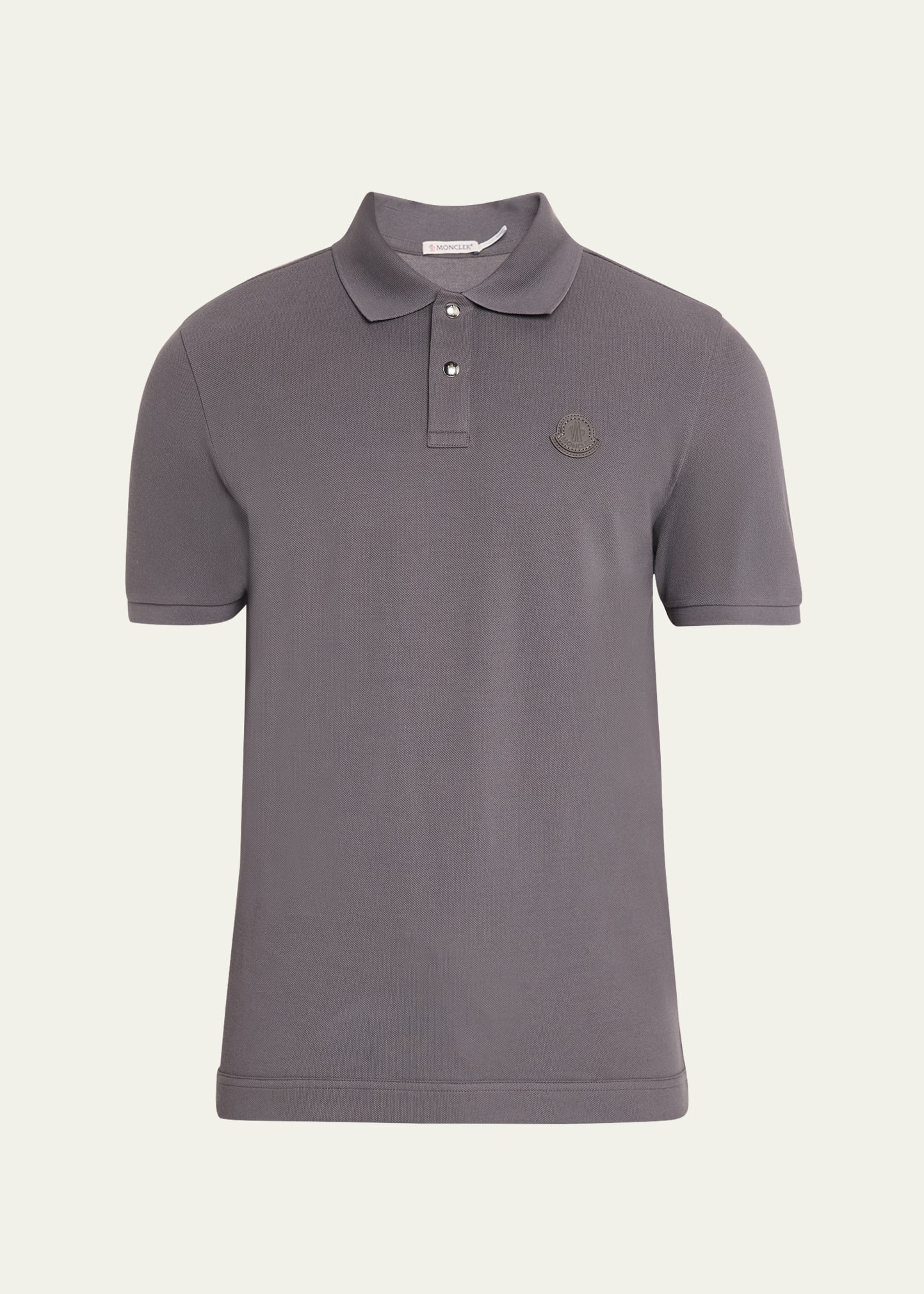 Moncler Men's Cotton Leather-Logo Polo Shirt - Bergdorf Goodman
