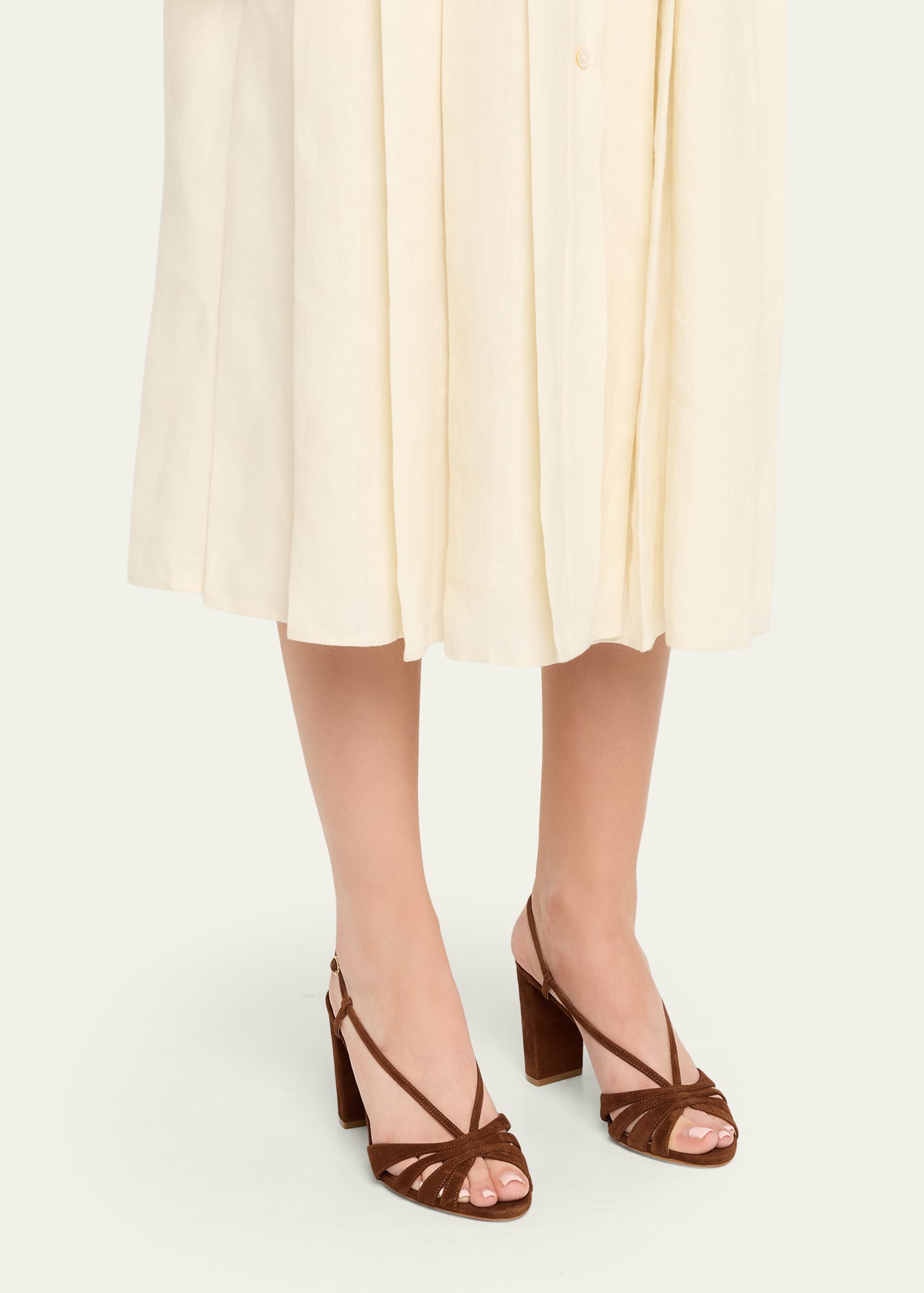 Aquazzura 85mm Aimee Suede Block-Heel Sandals - Bergdorf Goodman