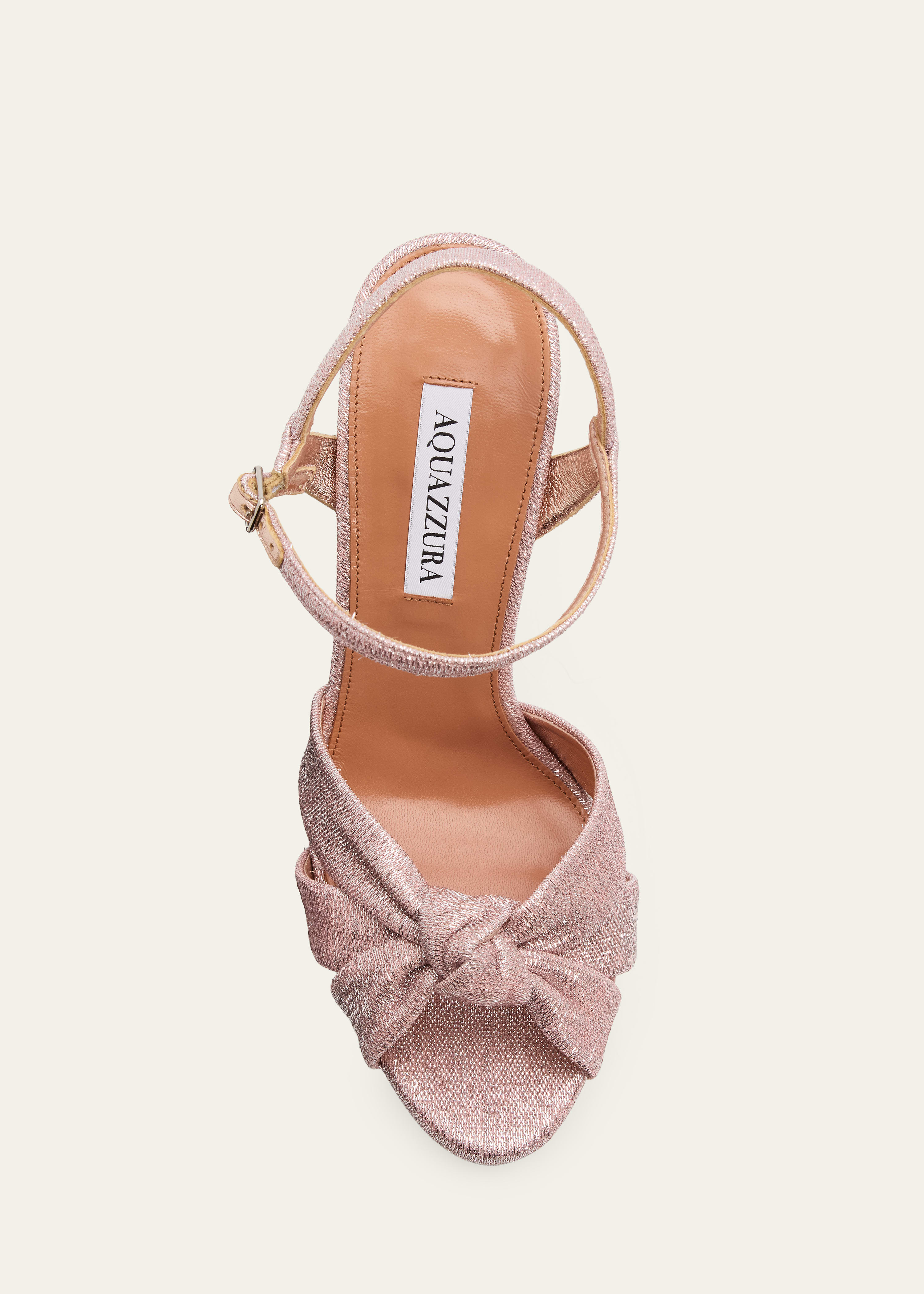 Aquazzura 130mm Nina Metallic Knot Platform Sandals - Bergdorf Goodman