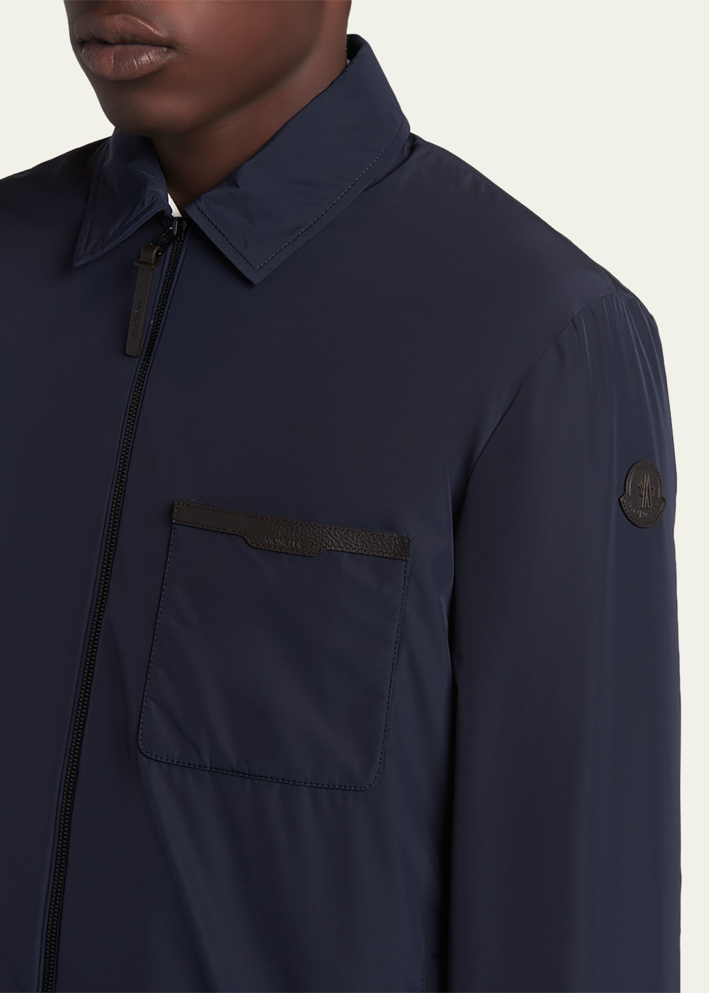トップス MONCLER Moncler Men's Nylon Leather-Trim Full-Zip Shirt Jacket - Bergdorf