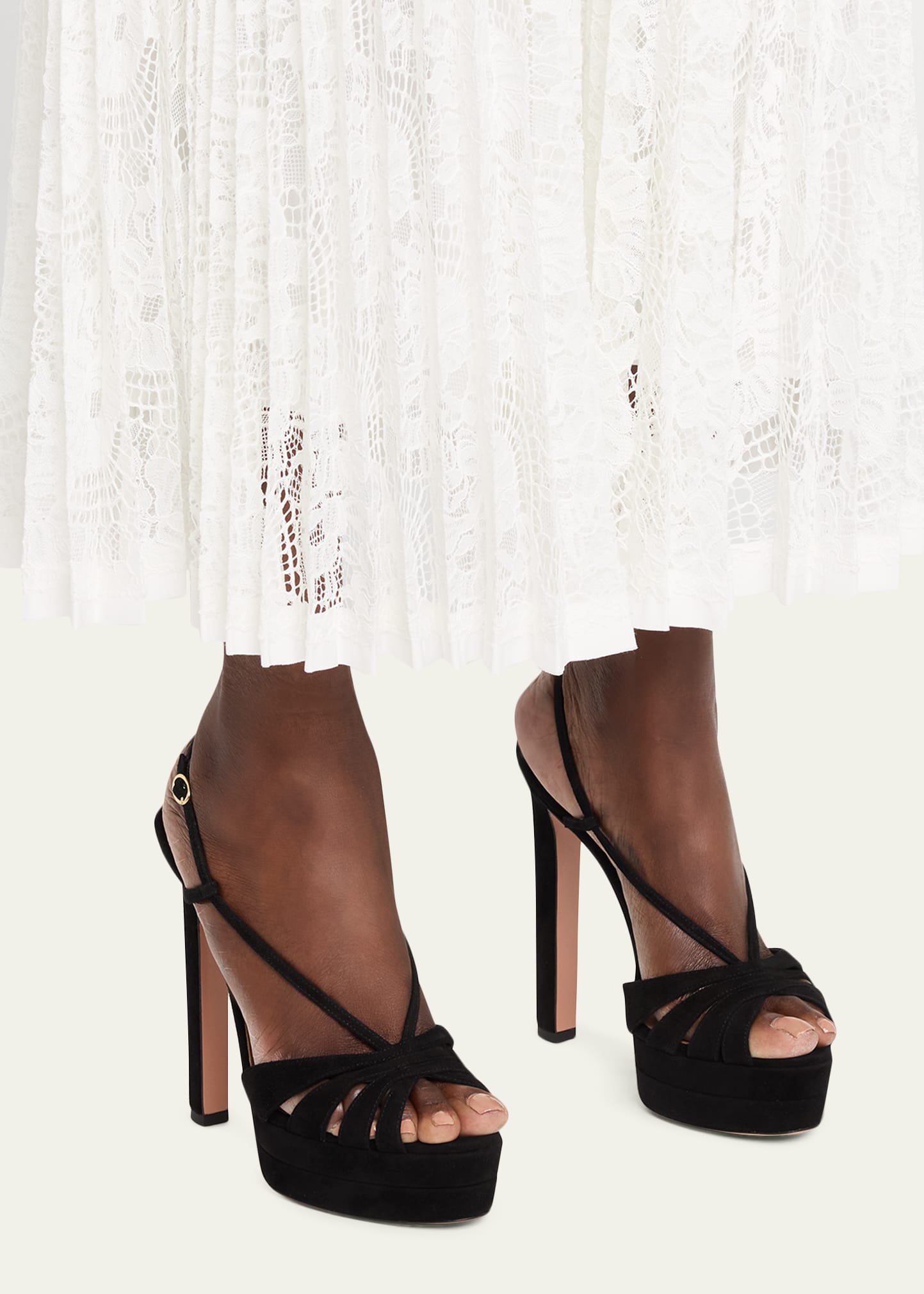 Aquazzura 130mm Aimee Suede Platform Sandals - Bergdorf Goodman