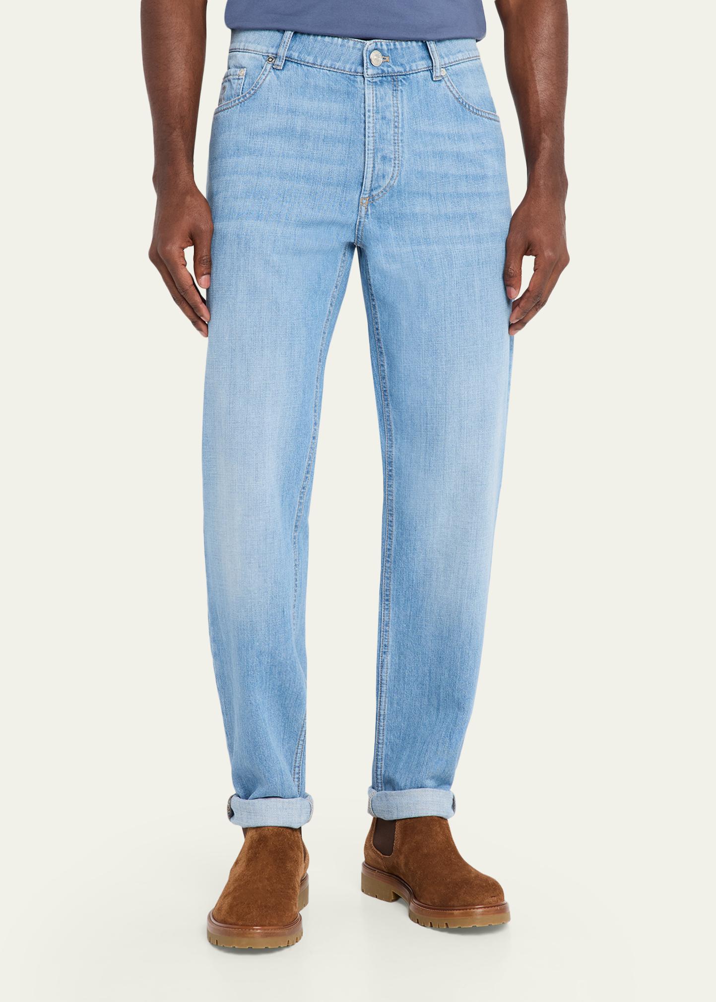 Brunello Cucinelli Men's Traditional Cuffed Jeans - Bergdorf Goodman