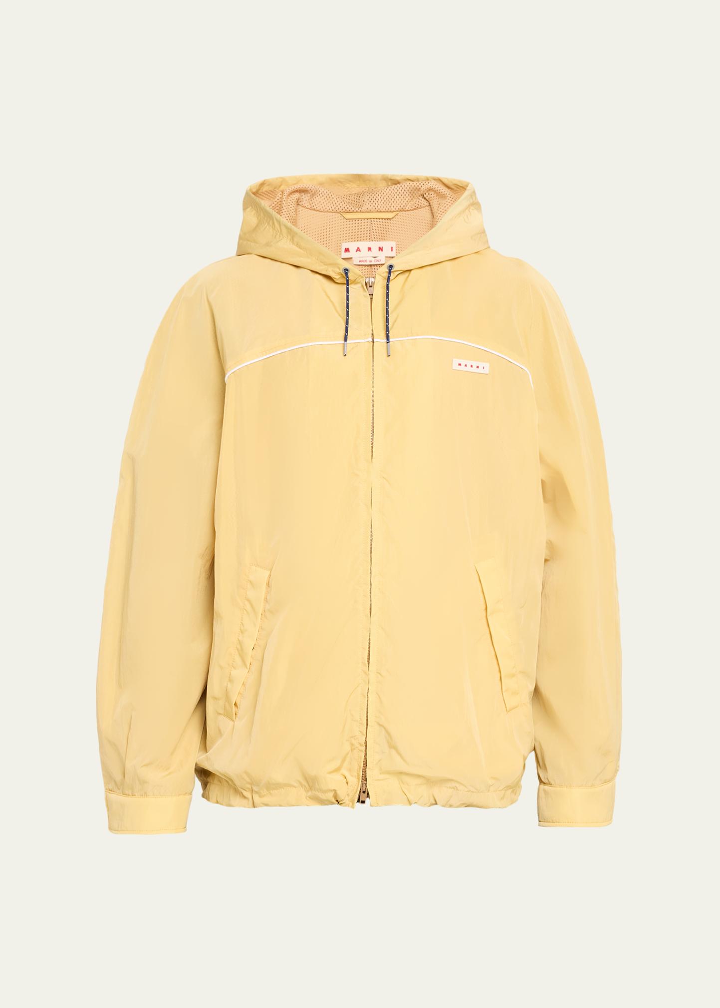 Marni Men's Logo-Patch Crinkled Nylon Hooded Jacket - Bergdorf Goodman