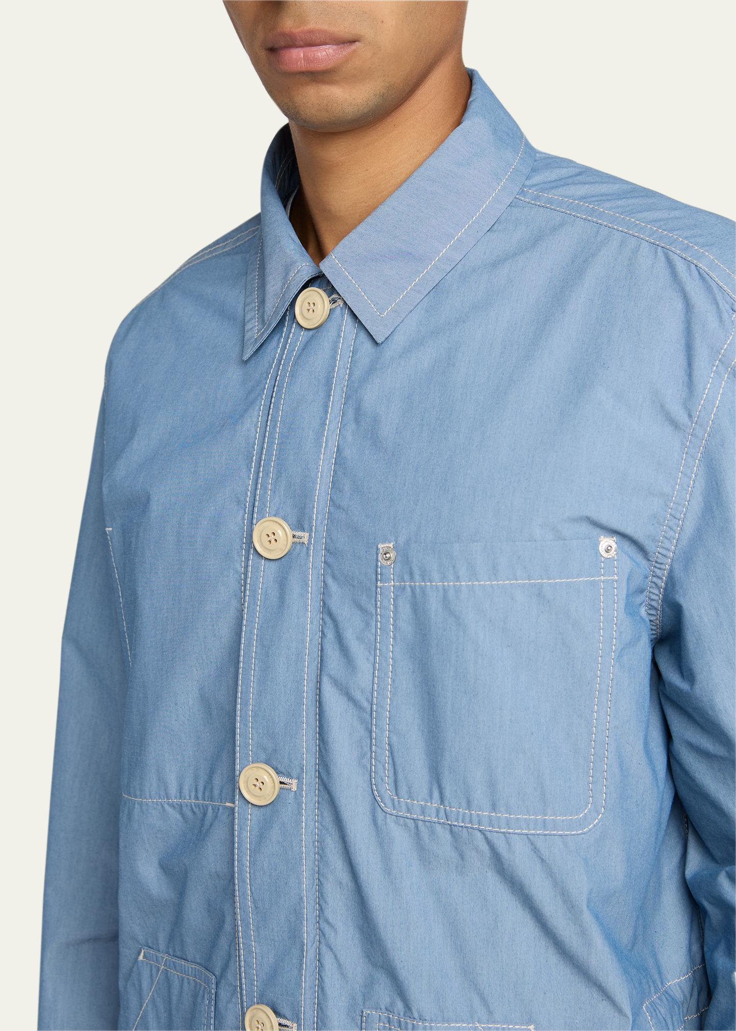 Moncler Men's Elorn Chambray Shirt Jacket - Bergdorf Goodman