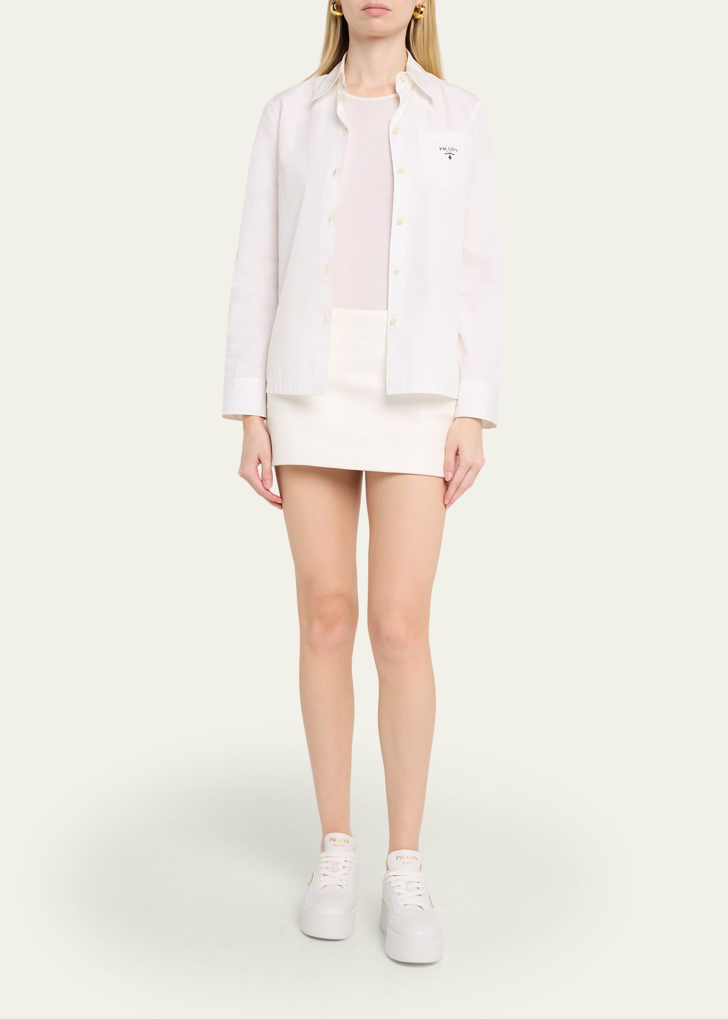 Prada Downtown Platform Leather Sneakers - Bergdorf Goodman