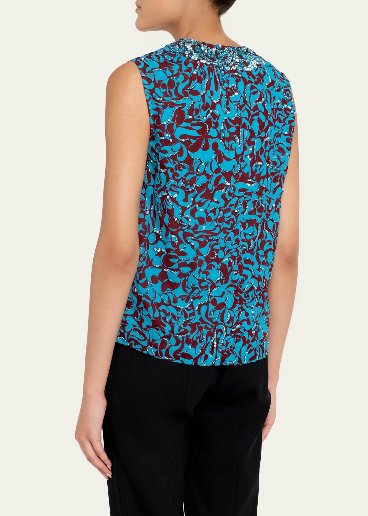Dries Van Noten V-Neck Sequined Top - Bergdorf Goodman