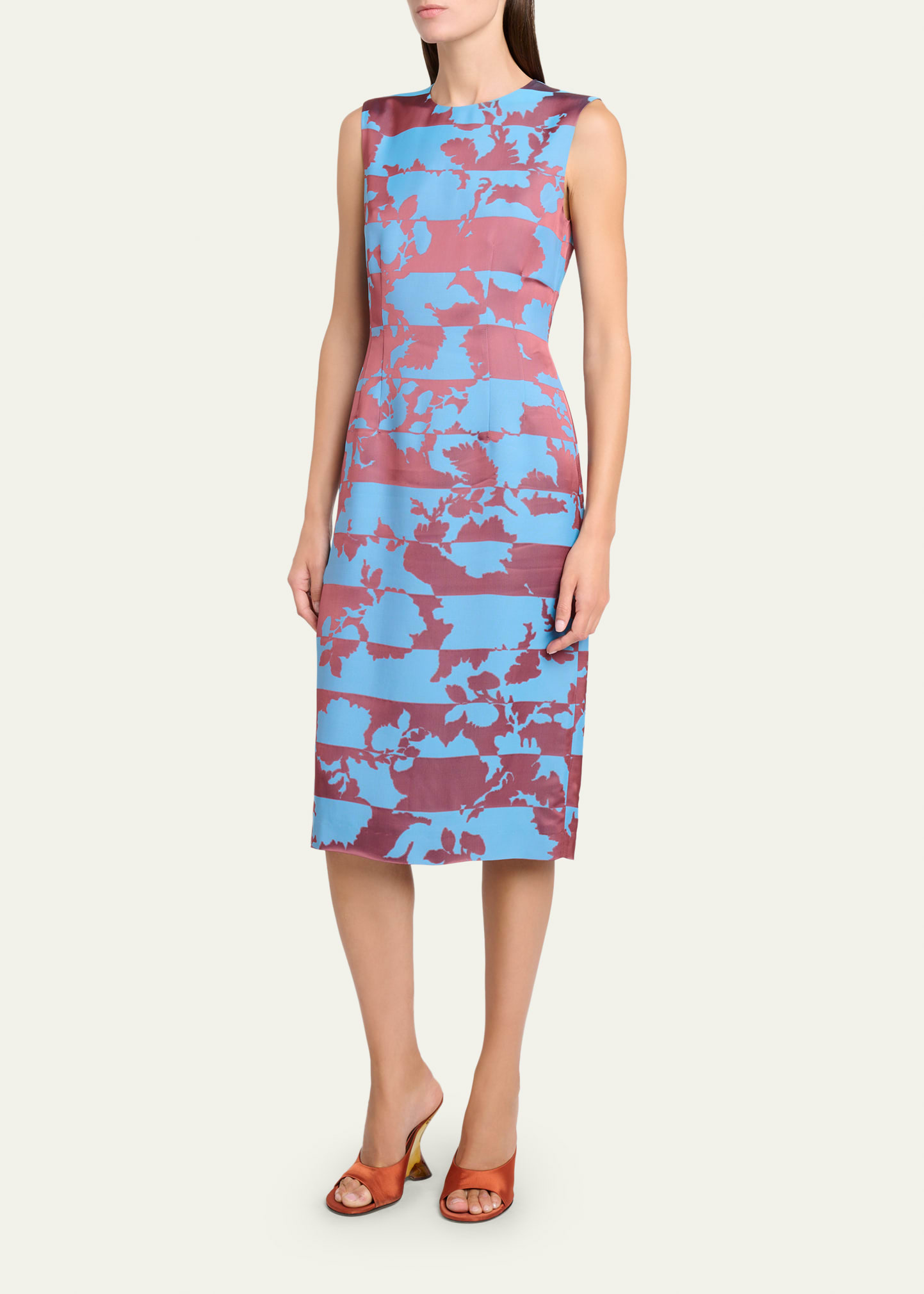 Dries Van Noten Delavina Paneled Floral Jacquard Sleeveless Dress