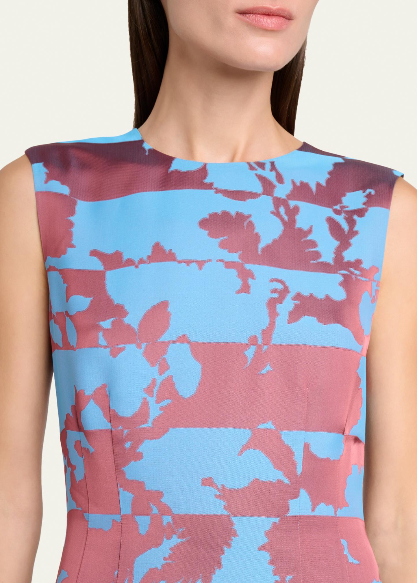 Dries Van Noten Delavina Paneled Floral Jacquard Sleeveless Dress