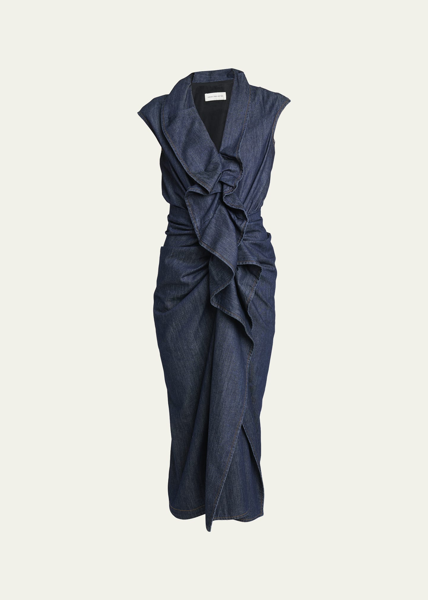 ワンピース DRIES VAN NOTEN Dries Van Noten Davyl Ruffle Denim Sleeveless Midi Dress