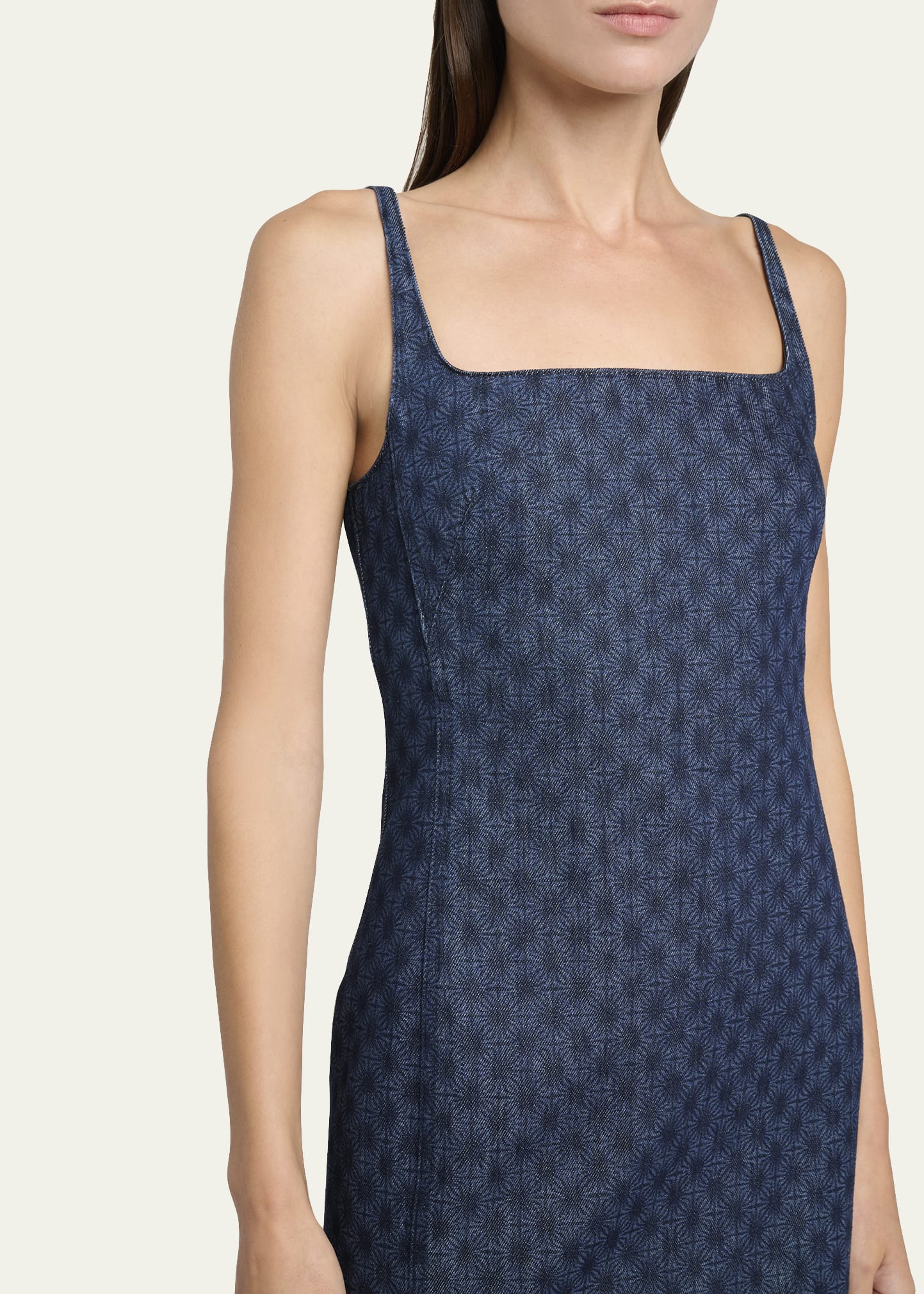 Dries Van Noten Debano Printed Denim Sleeveless Midi Dress
