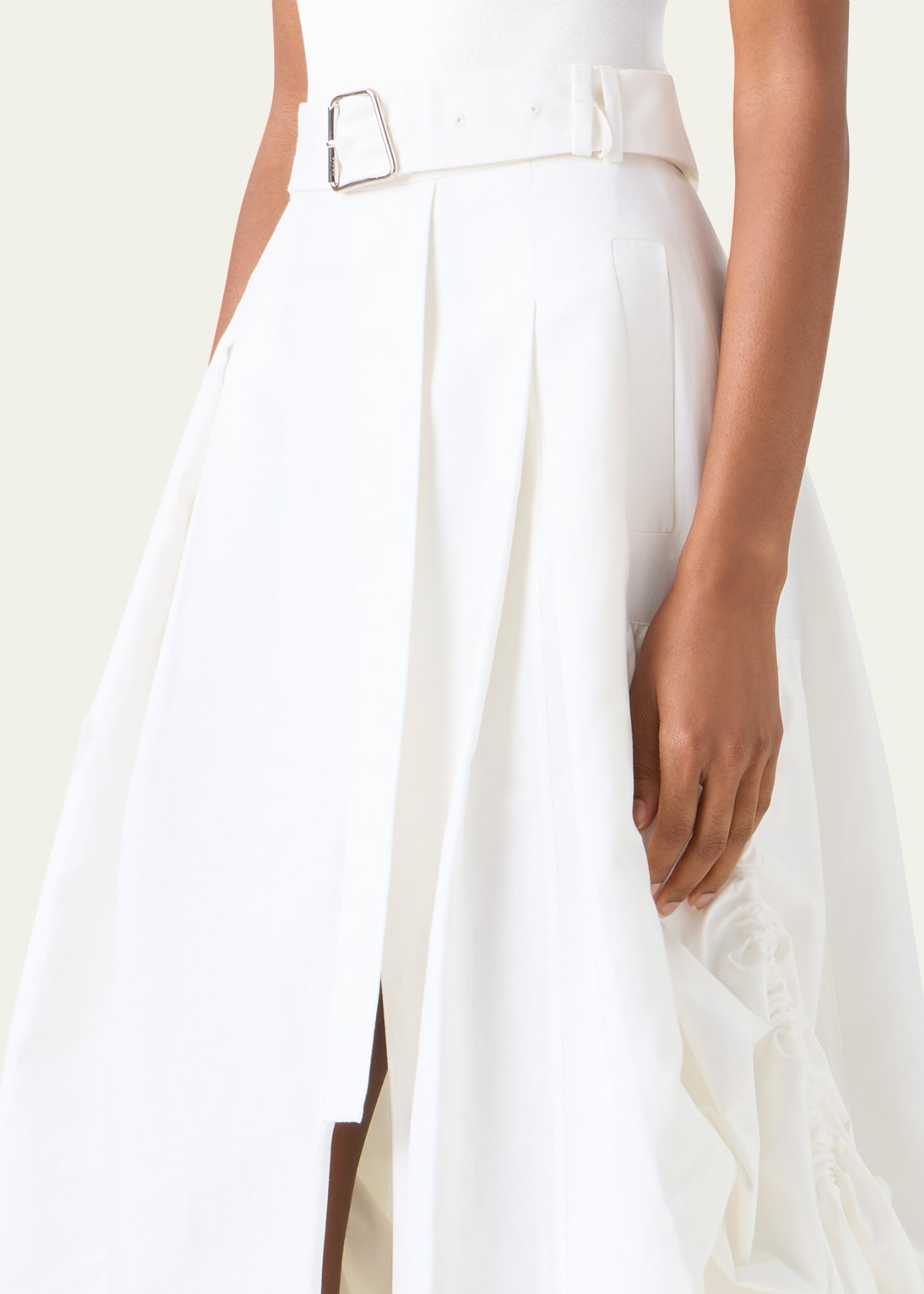 Akris Belted Side-Gathered Midi Skirt - Bergdorf Goodman