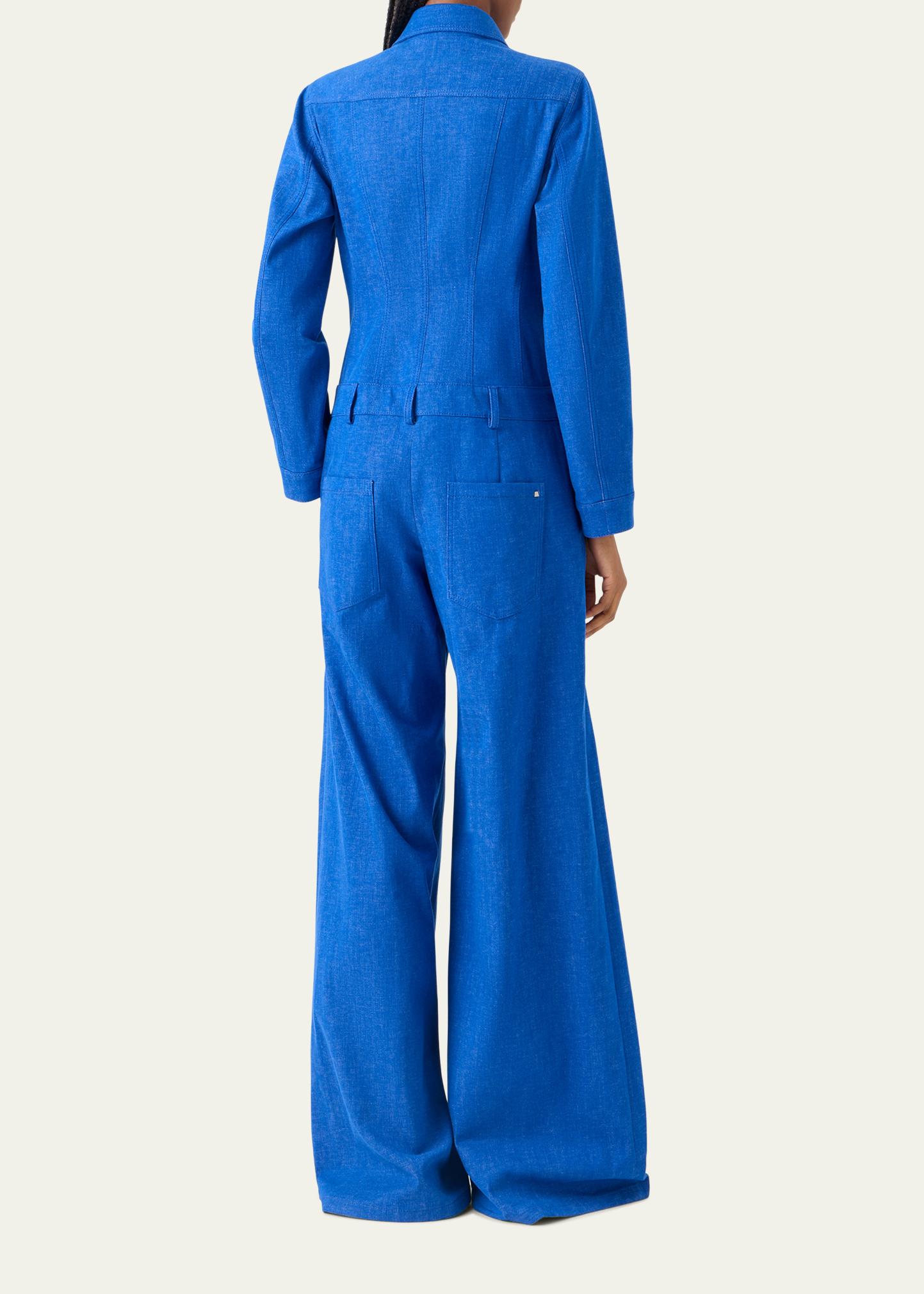 Akris Hellas Stretch Denim Wide-Leg Overall Jumpsuit - Bergdorf