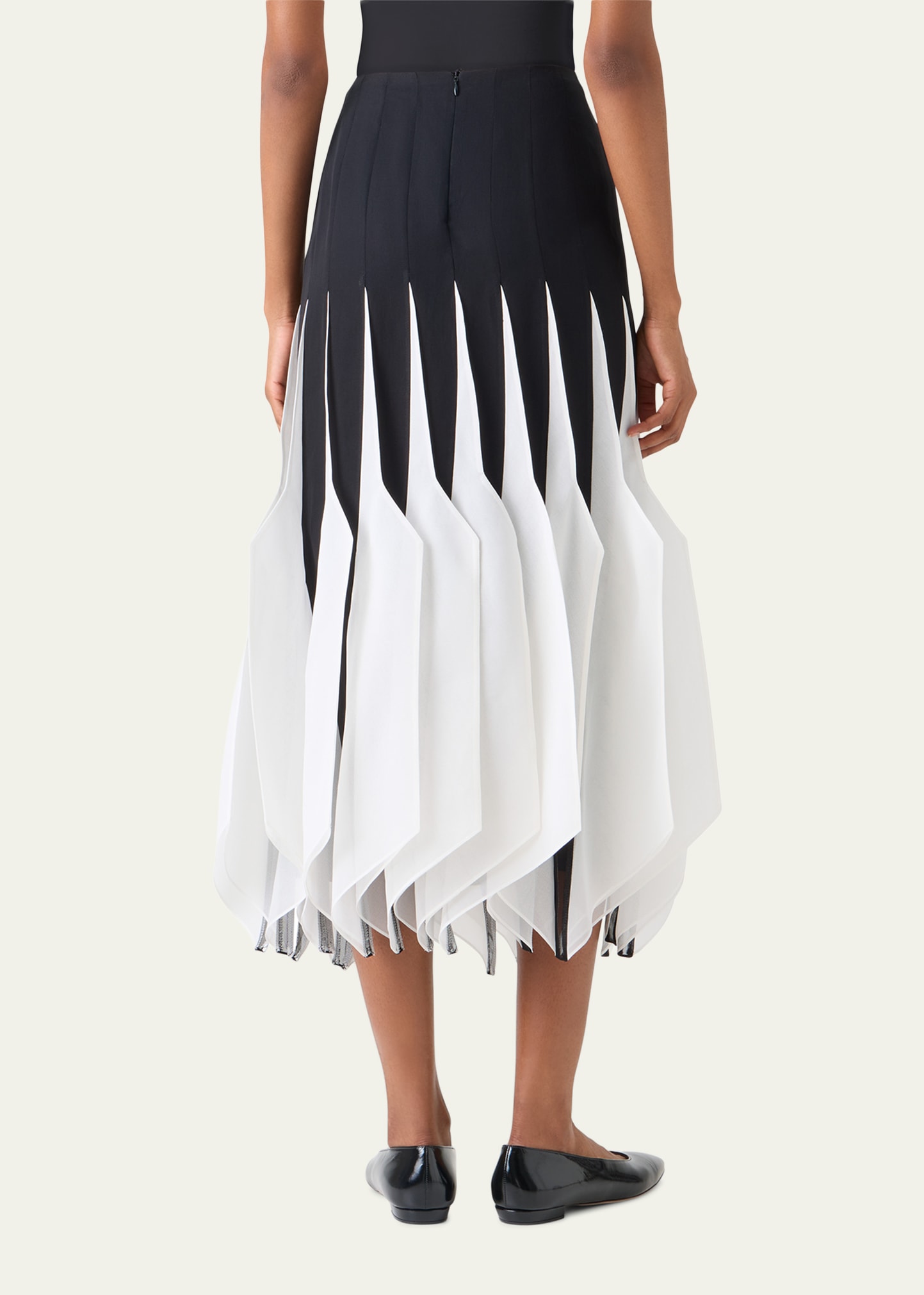 Akris Ribbon Inset Panama Silk Organza Midi Skirt - Bergdorf Goodman