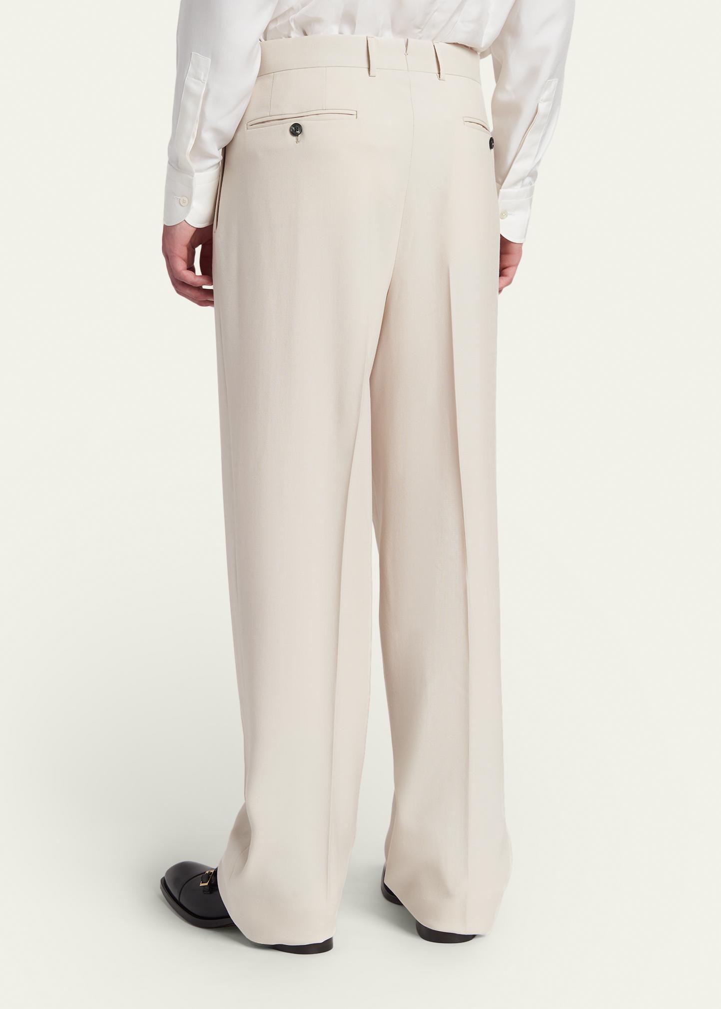 TOM FORD Men's Wool Relaxed-Fit Pleated Pants - Bergdorf Goodman