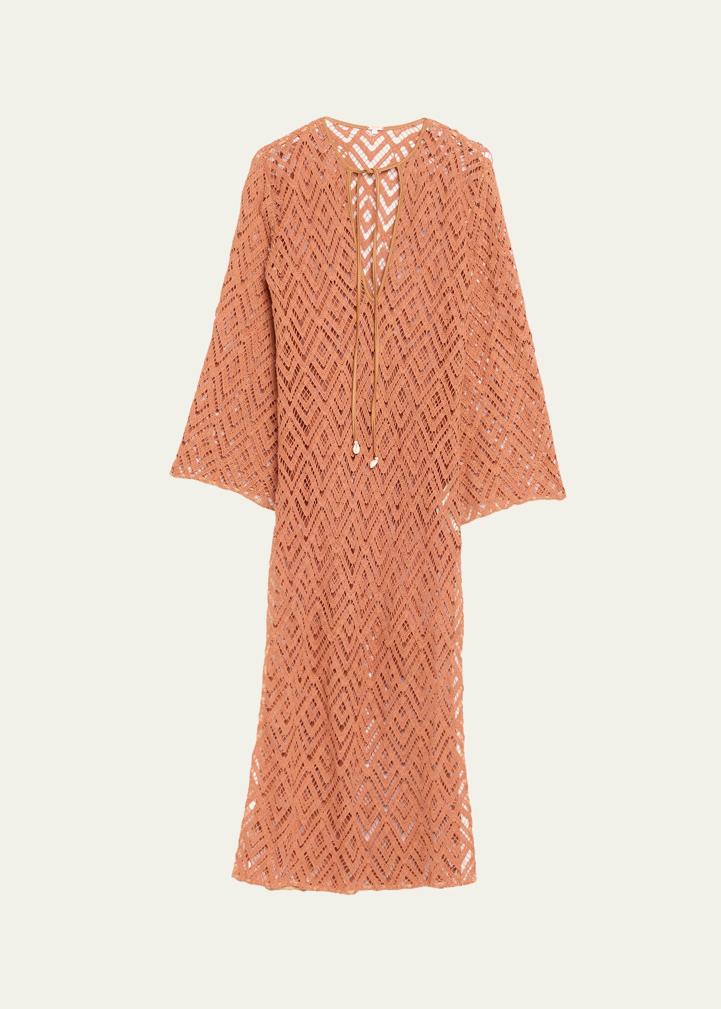 Johanna Ortiz Wild Savannah Embroidered Long-Sleeve Midi Tunic