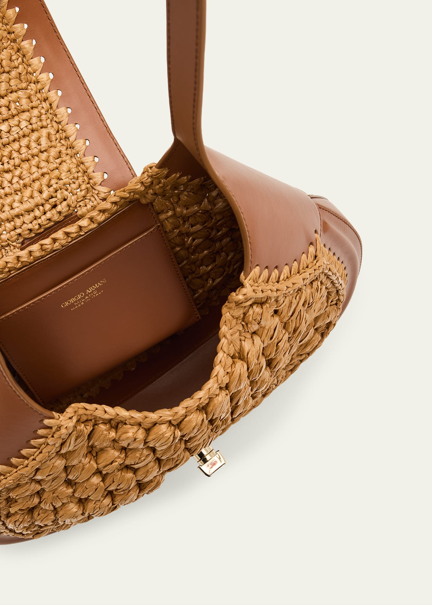 Giorgio Armani Small Raffia & Leather Hobo Bag - Bergdorf Goodman