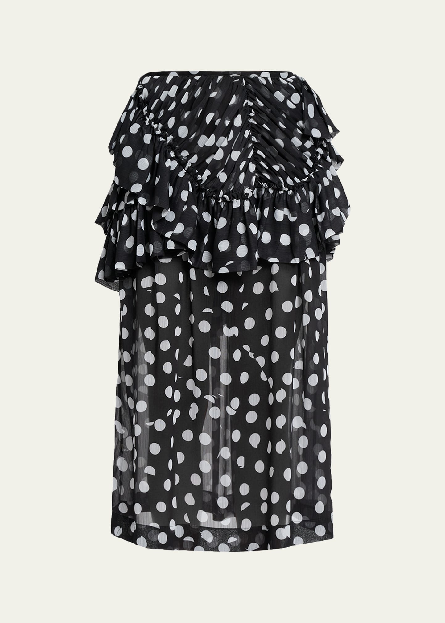 Dries Van Noten Shelby Polka-Dot Ruffle Midi Skirt - Bergdorf Goodman
