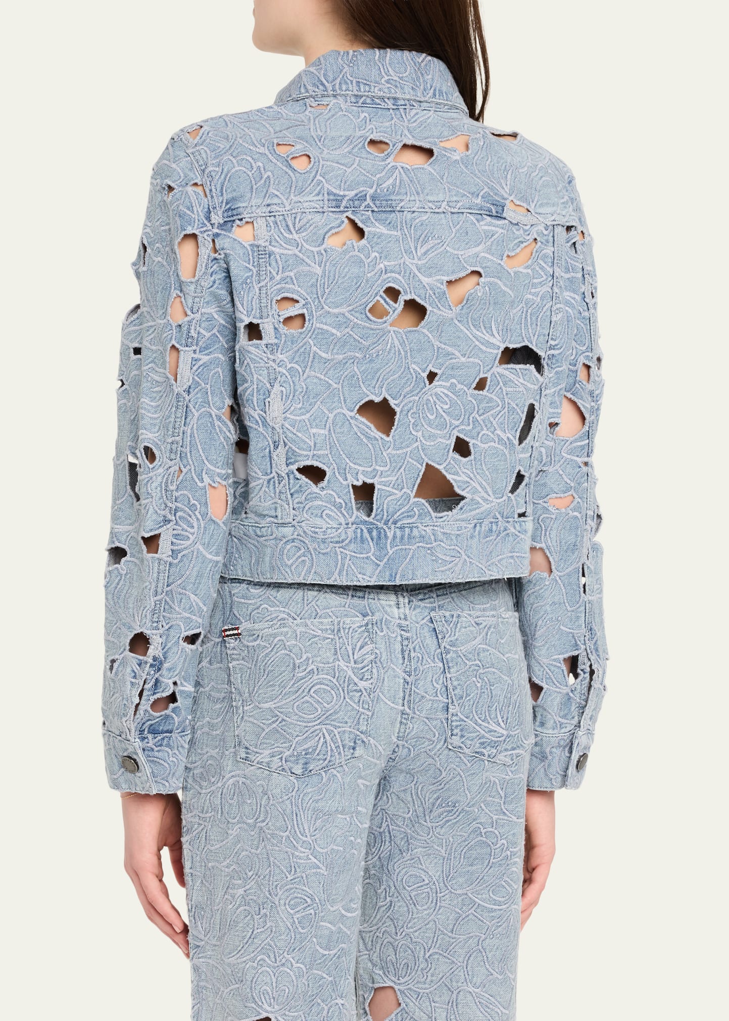 ALICE + OLIVIA Chloe Laser-Cut Denim Jacket - Bergdorf Goodman