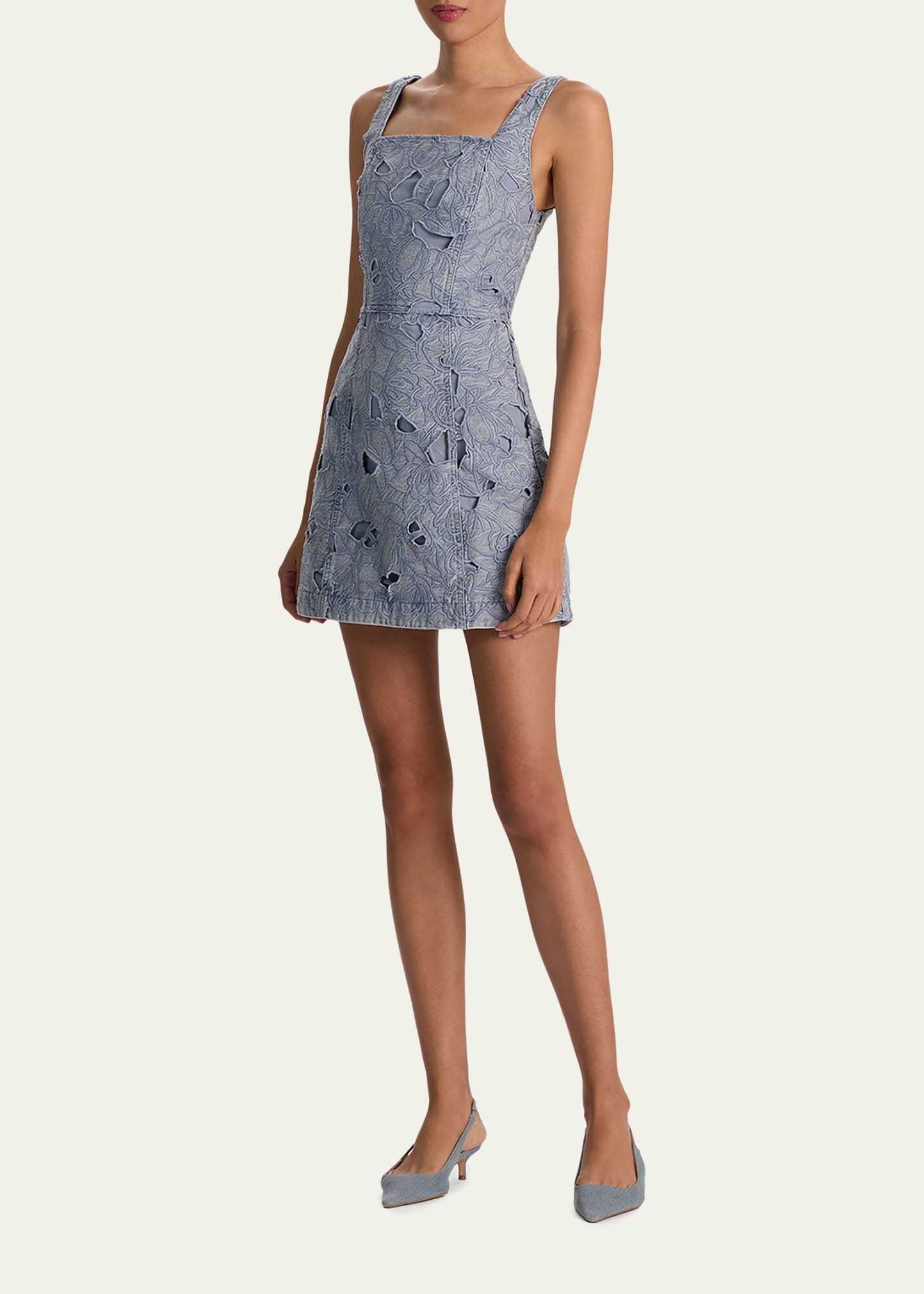 ALICE + OLIVIA Maryann Cutout Floral Denim Mini Dress - Bergdorf