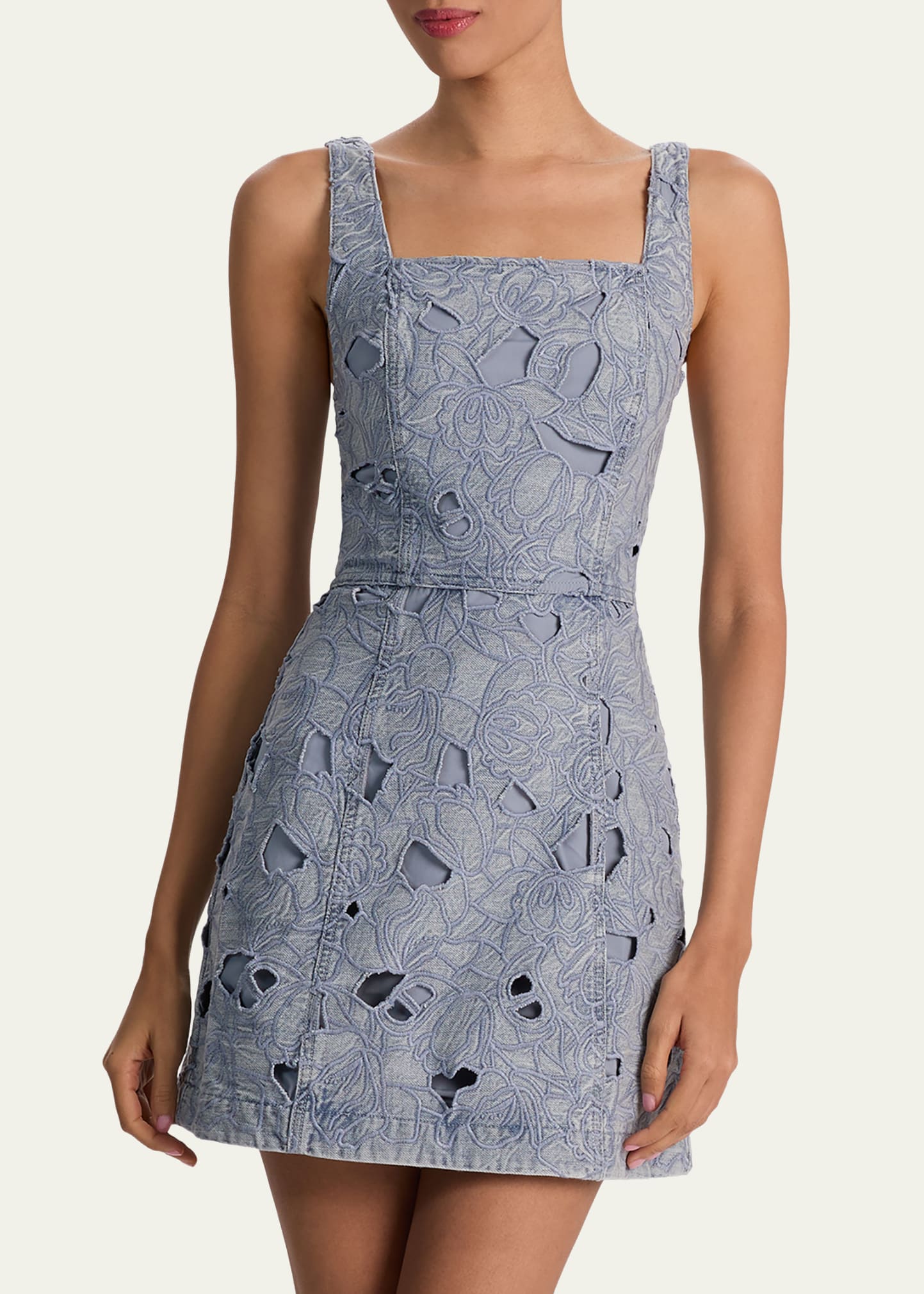 ALICE + OLIVIA Maryann Cutout Floral Denim Mini Dress - Bergdorf