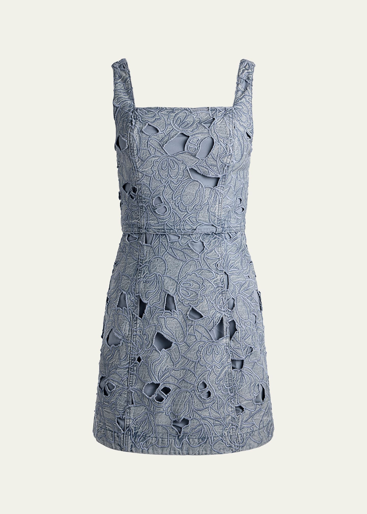 ALICE + OLIVIA Maryann Cutout Floral Denim Mini Dress - Bergdorf