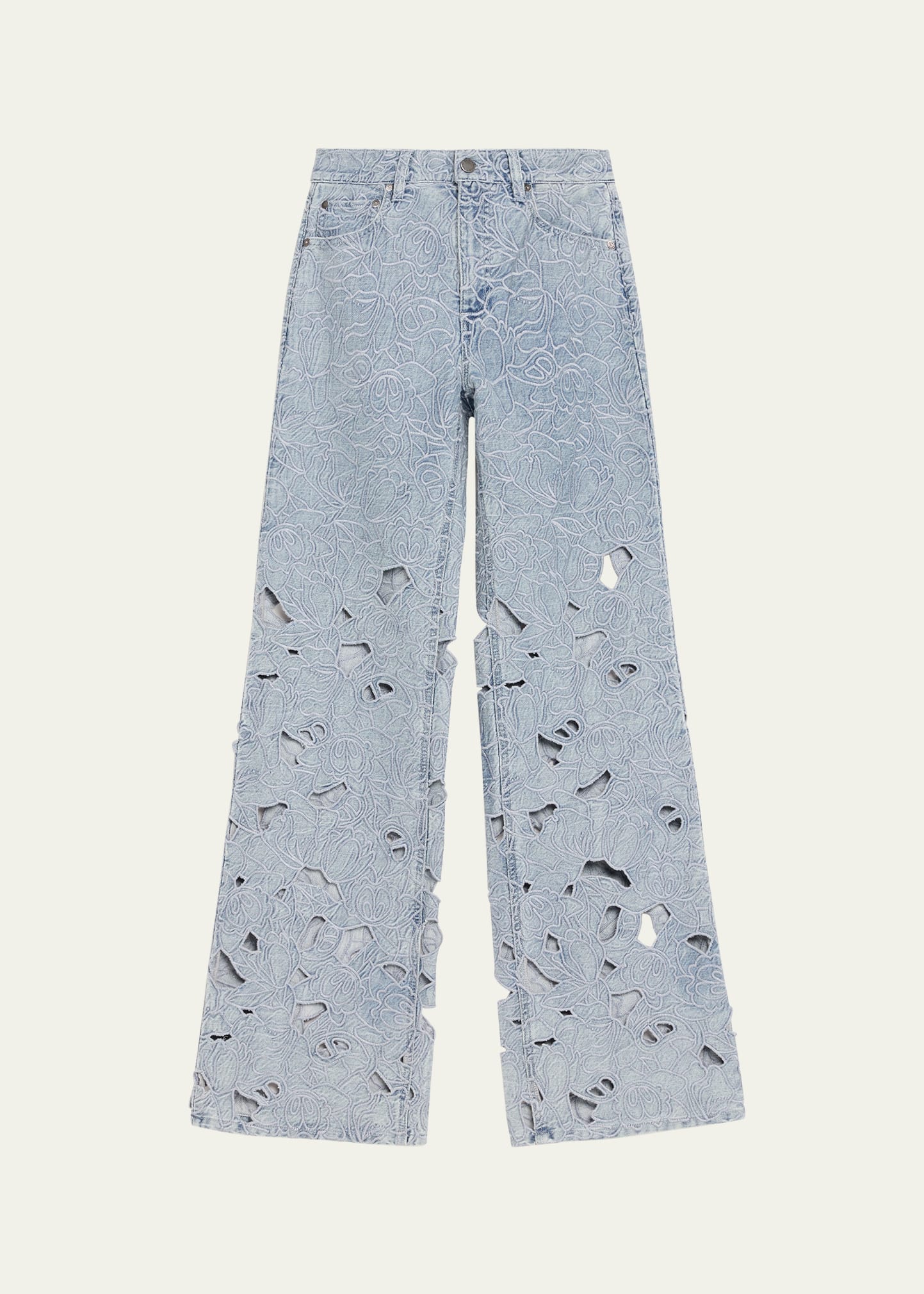 ALICE + OLIVIA Chic Embroidered Eyelet Bootcut Jeans - Bergdorf