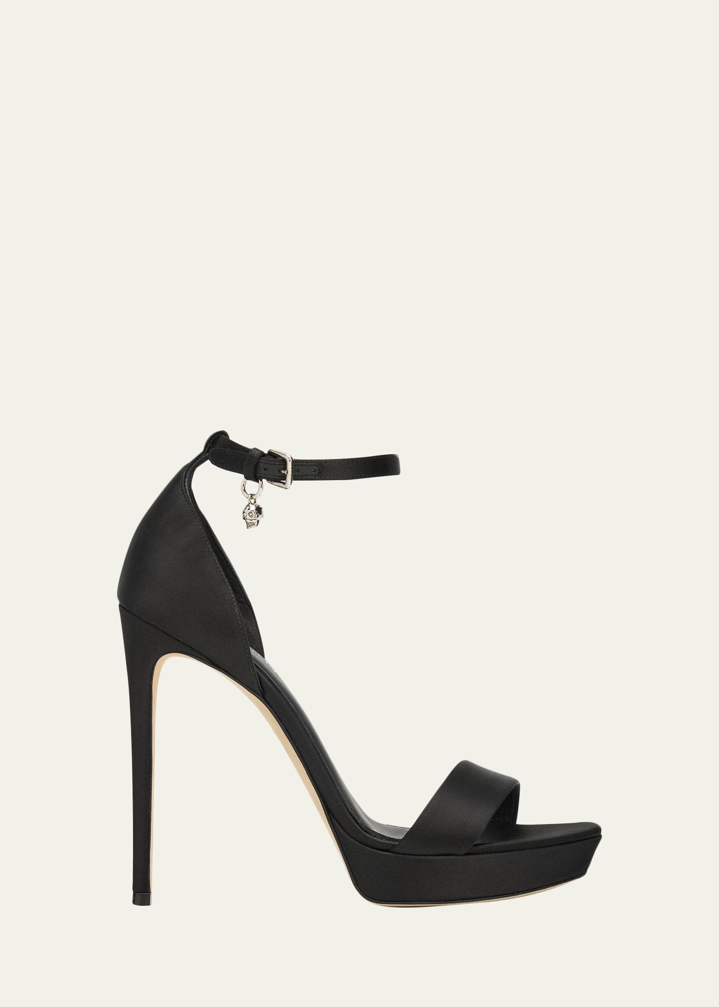 Alexander McQueen 125mm Satin Platform Charm-Strap Sandals
