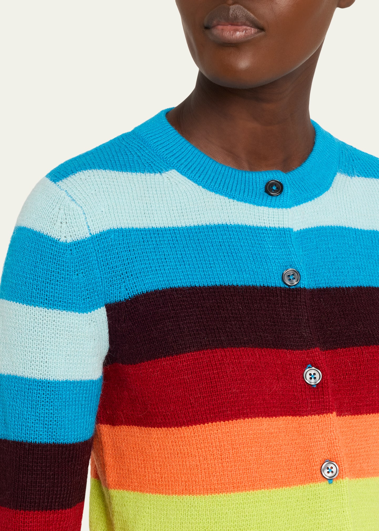 St. Christopher カーディガン 48 CHRISTOPHER JOHN ROGERS Striped Crop Crewneck Cardigan - Bergdorf