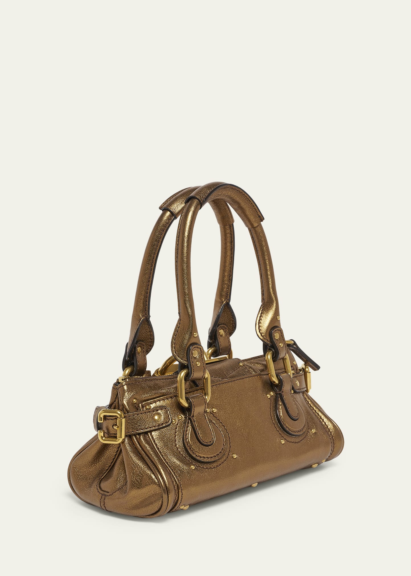 Chloe Small Paddington Padlock Shoulder Bag in Metallic Leather