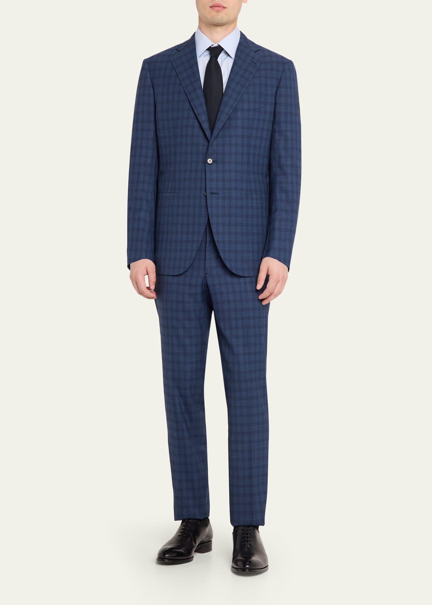 Cesare Attolini　スーツ Cesare Attolini Men's Wool Windowpane Check Two-Piece Suit
