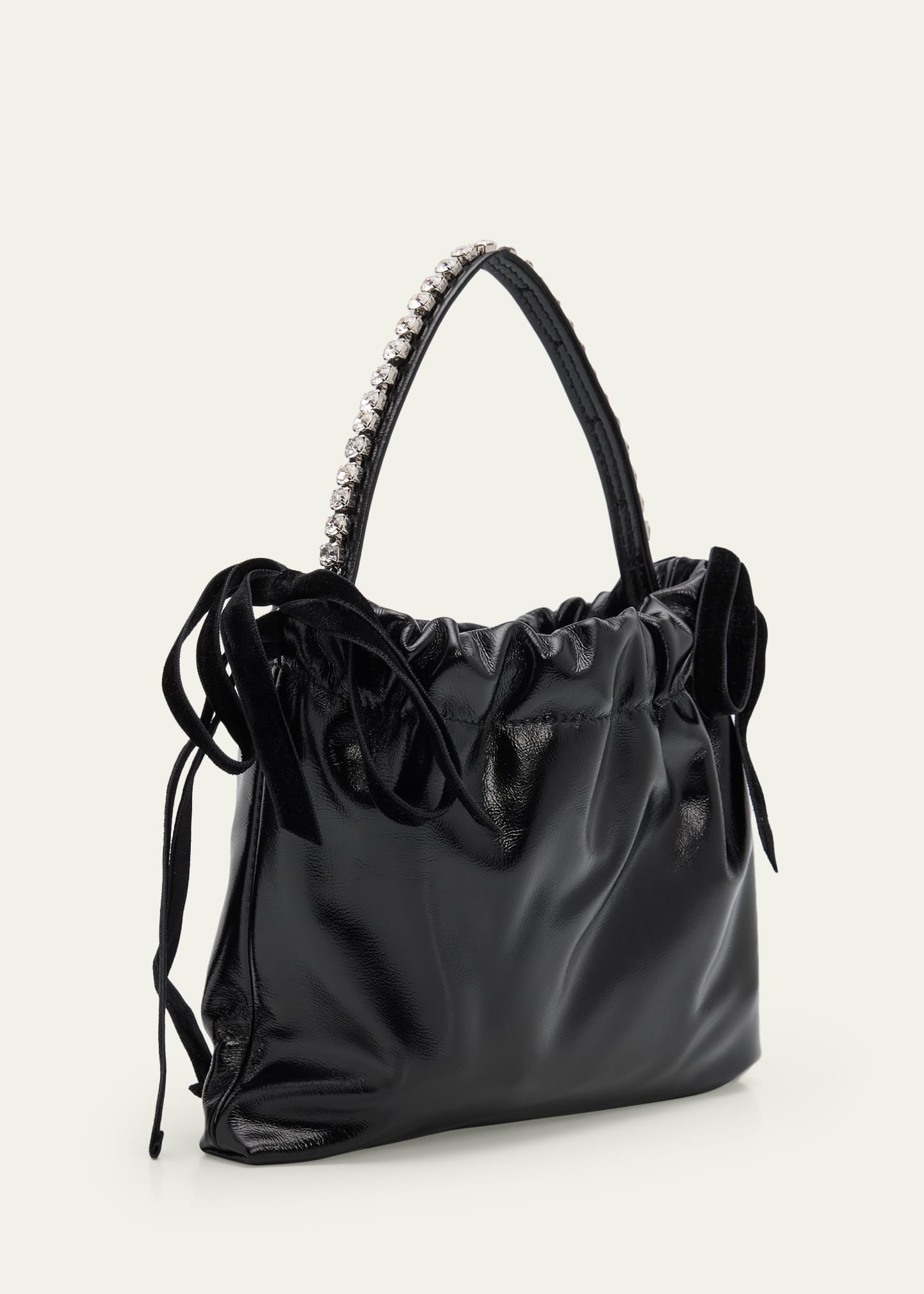 Jimmy Choo Leather Drawstring Mini Top-Handle Bag with Crystal