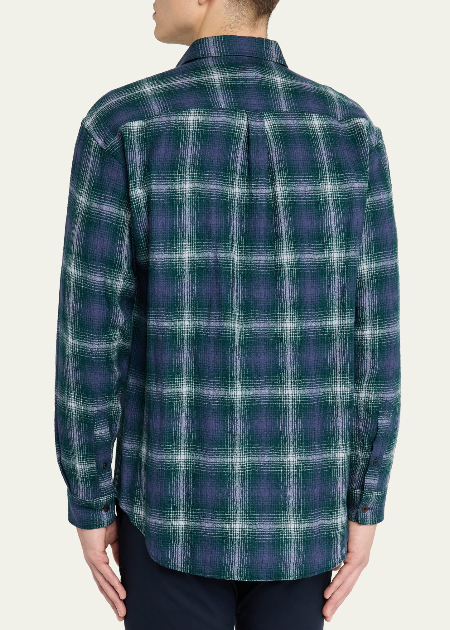 AURALEE Men's Plaid Wool Button-Down Shirt - Bergdorf Goodman