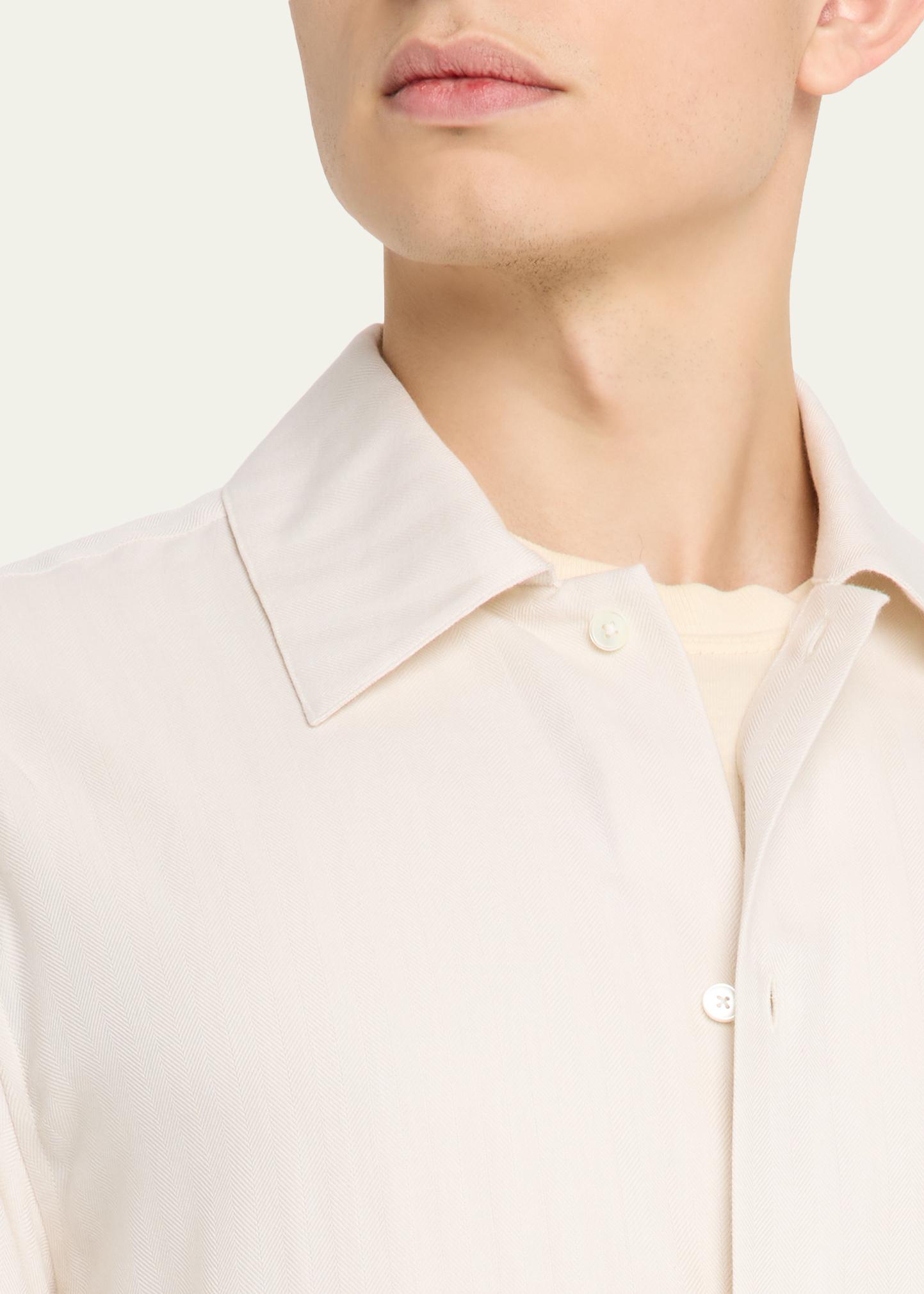 AURALEE Herringbone Wool Shirt - Bergdorf Goodman