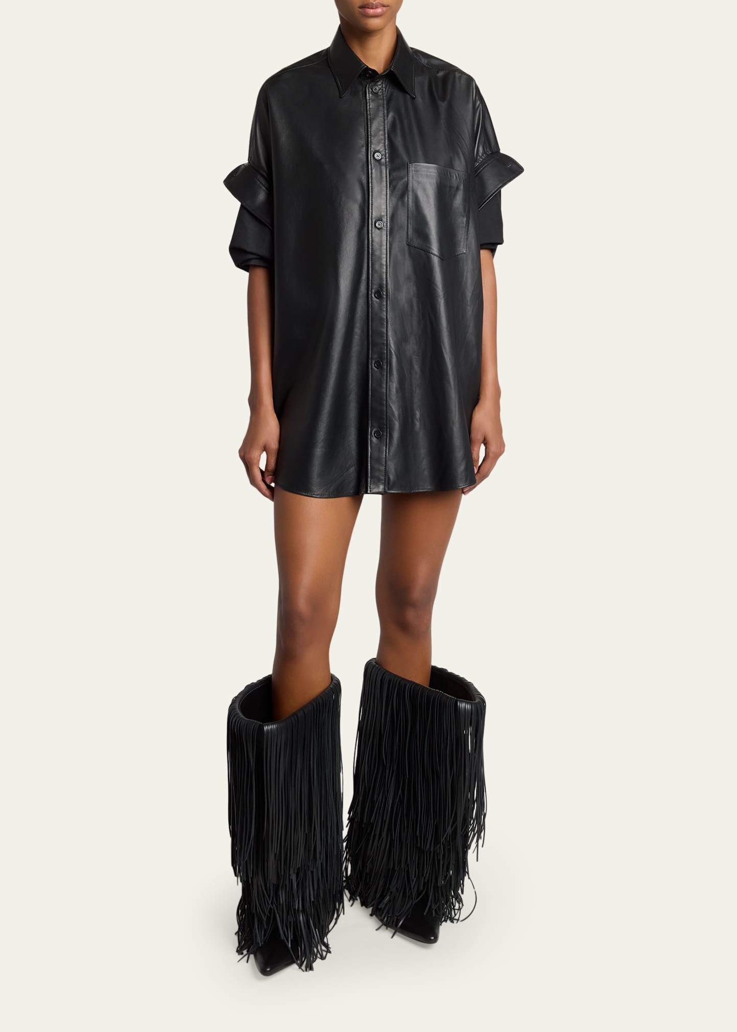 Balenciaga Avenue Fringe Leather Booties - Bergdorf Goodman