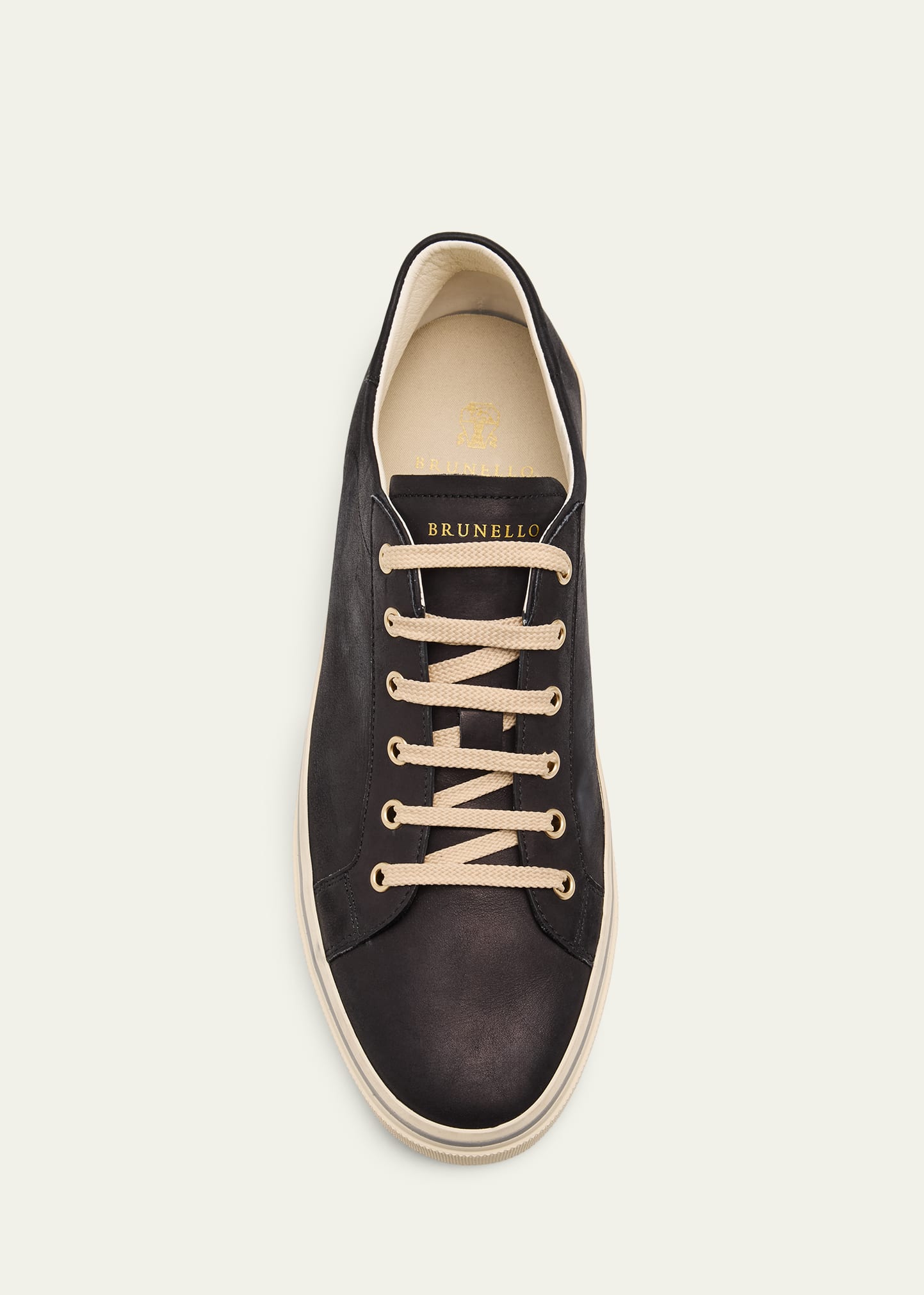 Brunello Cucinelli Men's Leather Foiled Logo Low-Top Sneakers