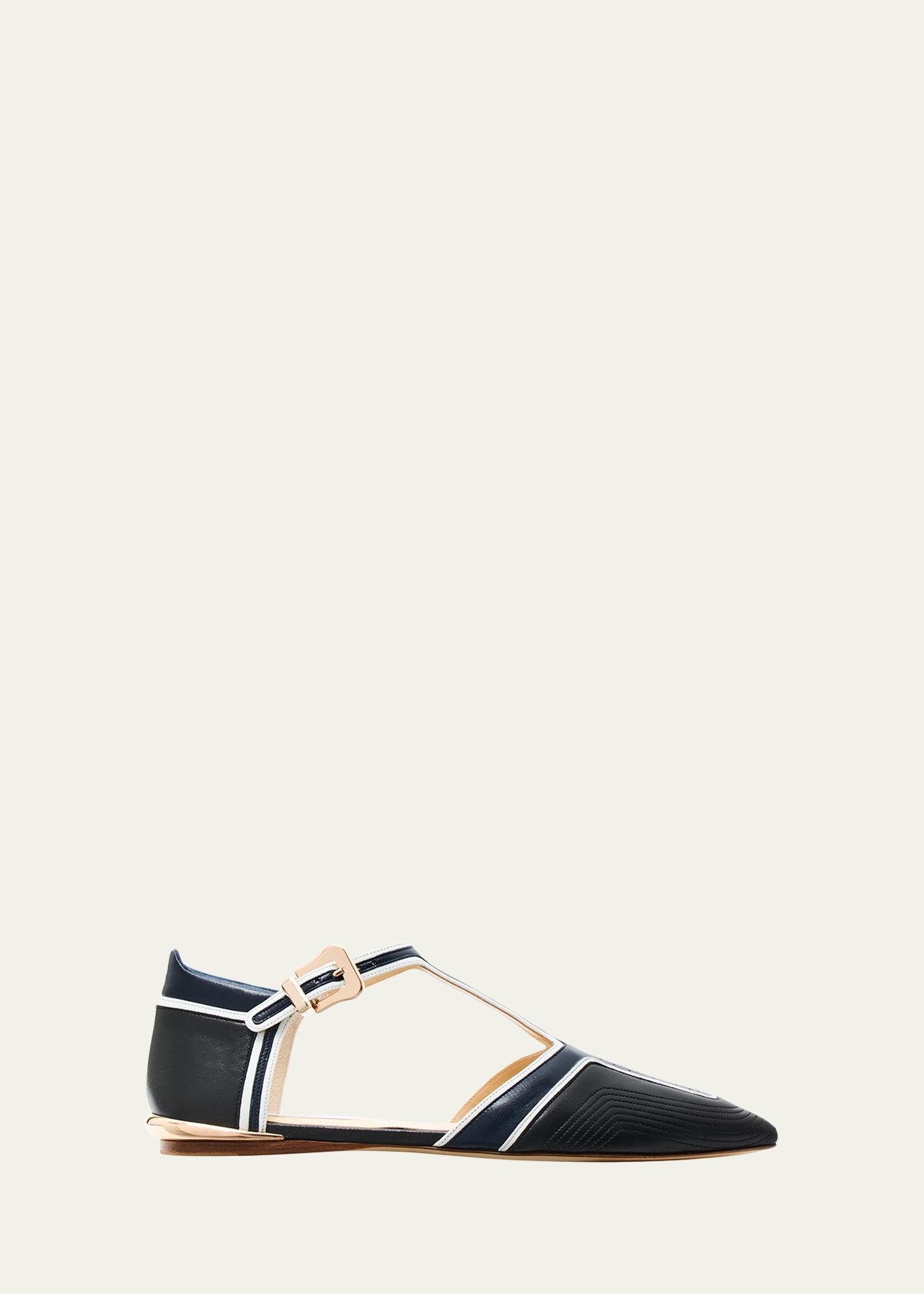 Gabriela Hearst Leya Moto Leather T-Strap Flats