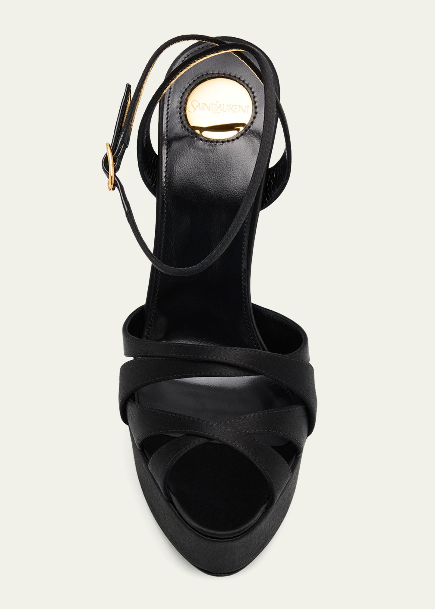 Saint Laurent 110mm Chandelle Satin Platform Sandals - Bergdorf