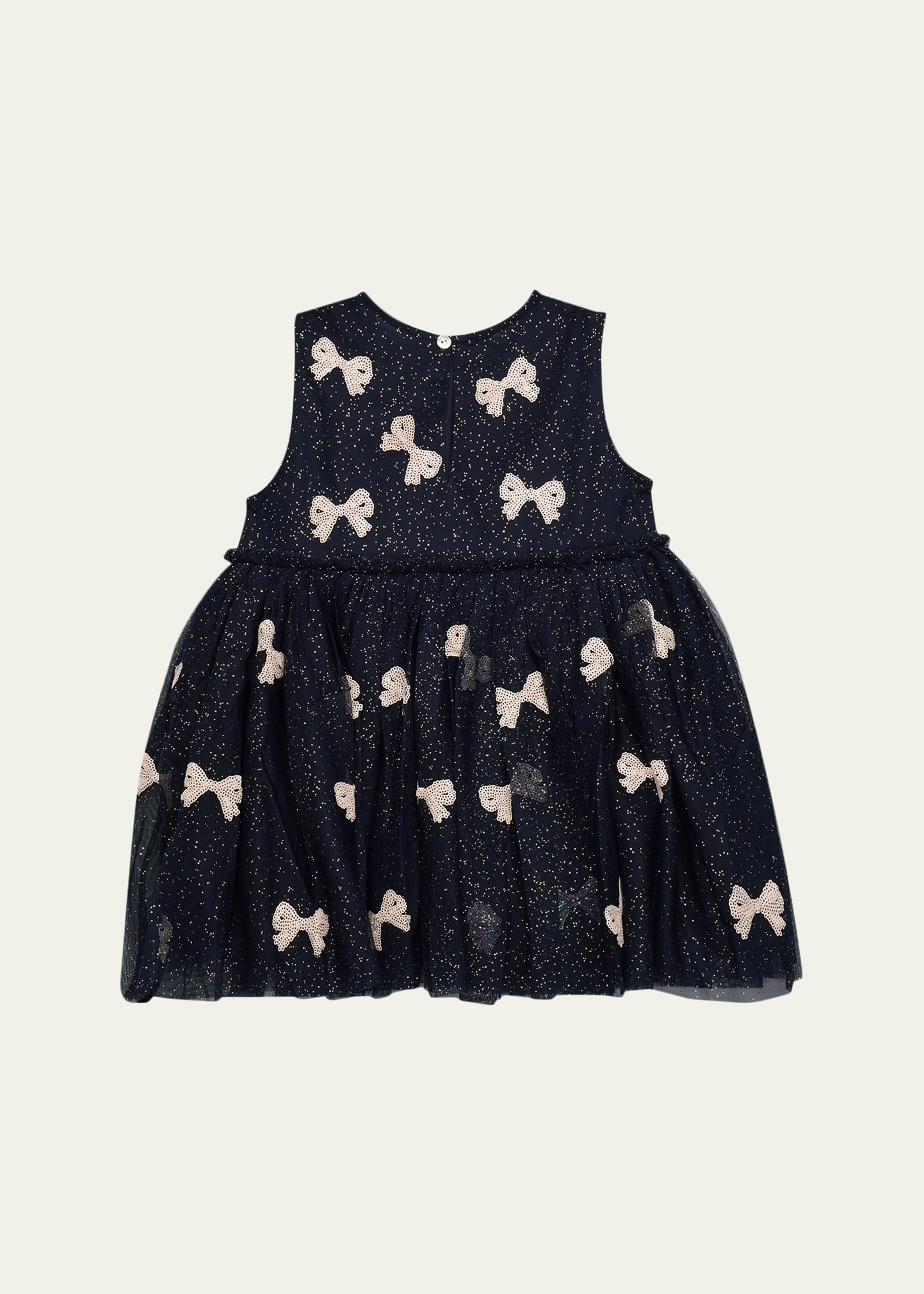 white christmas dresses Baby Girl Petal Patched Design Sleeveless Full Moon Christening Mesh D