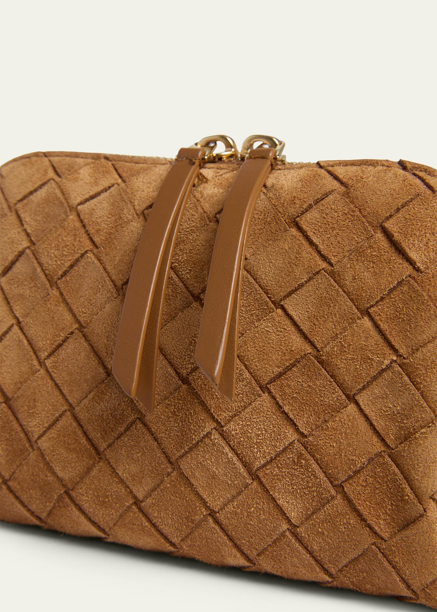Bottega Veneta Concert Pouch Intrecciato Suede Crossbody Bag 