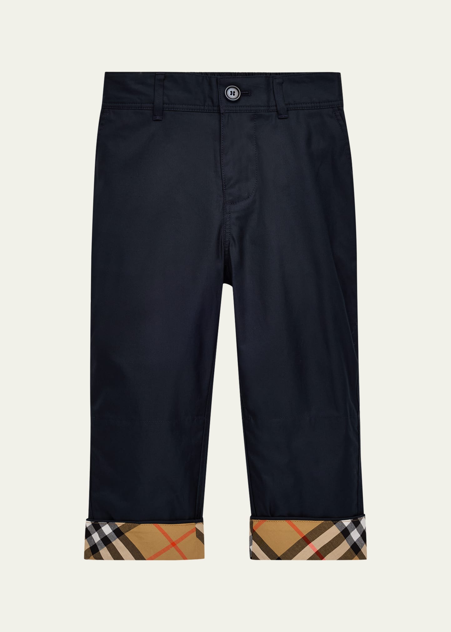 Burberry Kid's Check Turn-Up Cotton Trousers, Size 3-14 - Bergdorf