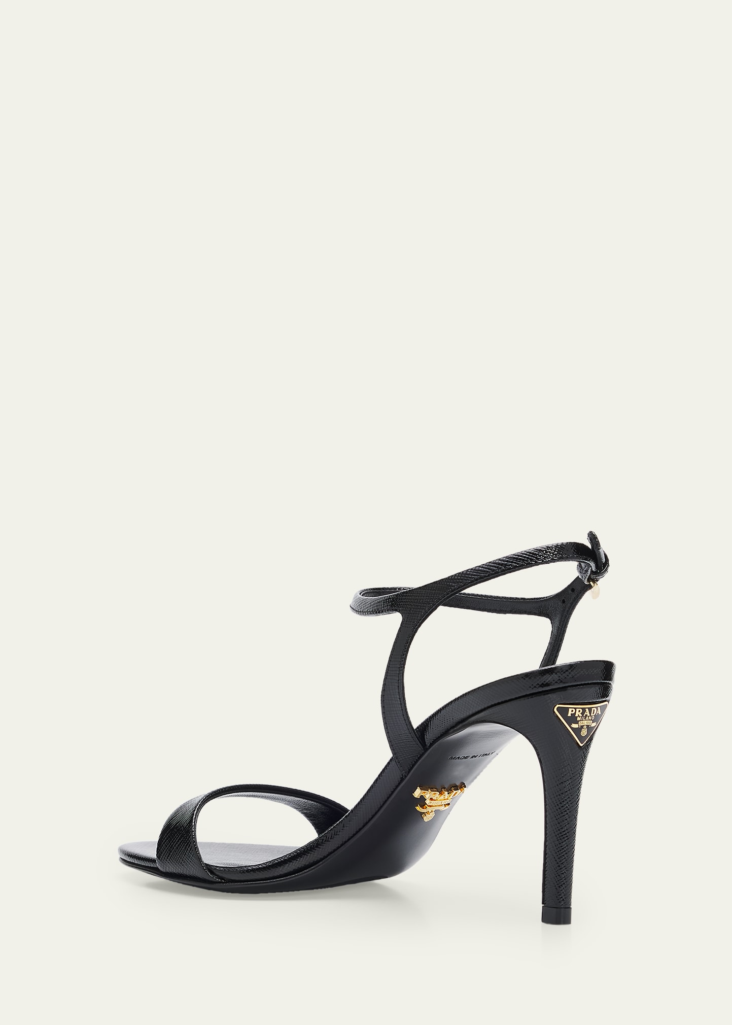Prada 85mm Vernice Saffiano Leather Ankle-Strap Sandals - Bergdorf