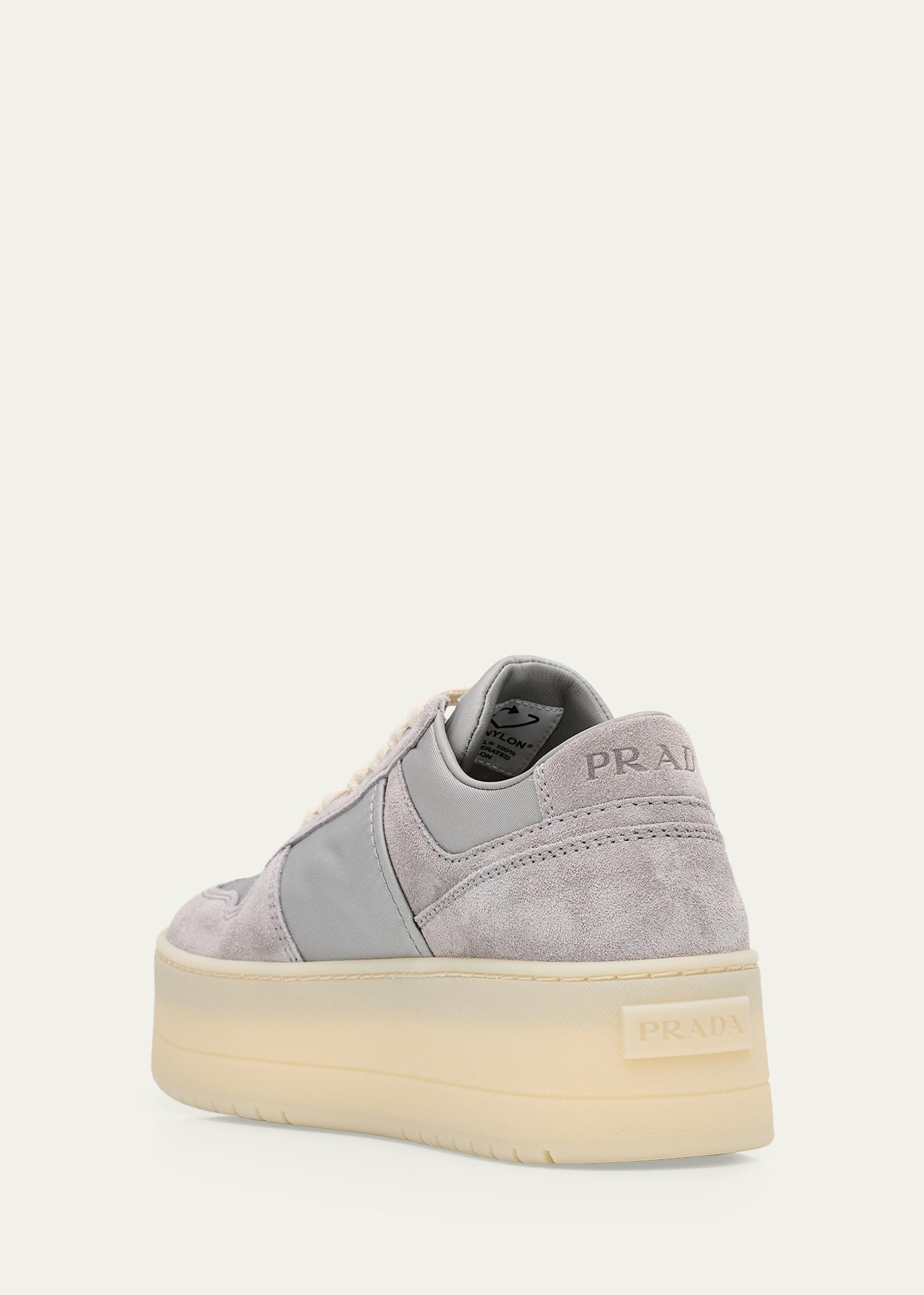 Prada Downtown Bold Re-Nylon and Suede Platform Sneakers