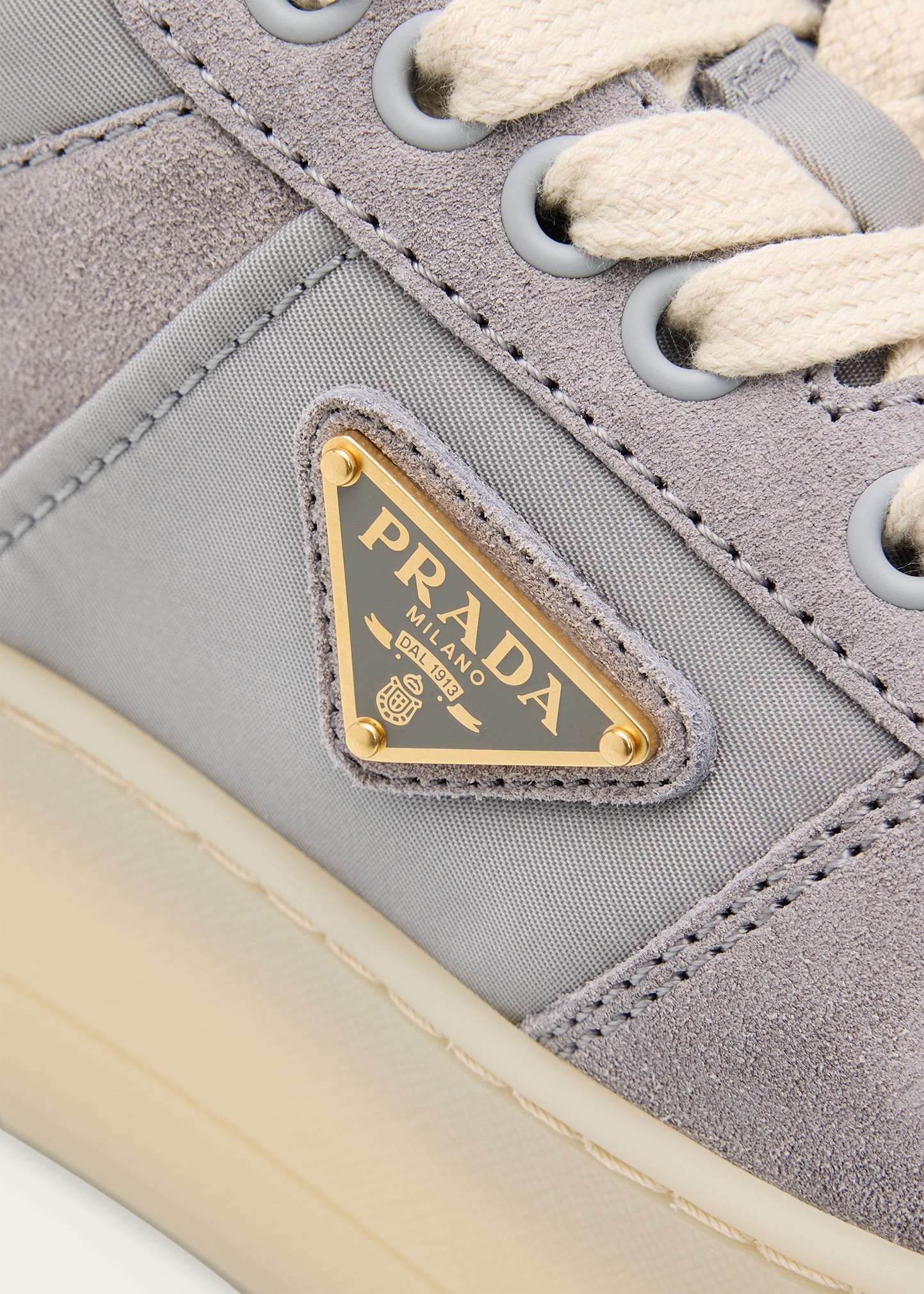 Prada Downtown Bold Re-Nylon and Suede Platform Sneakers