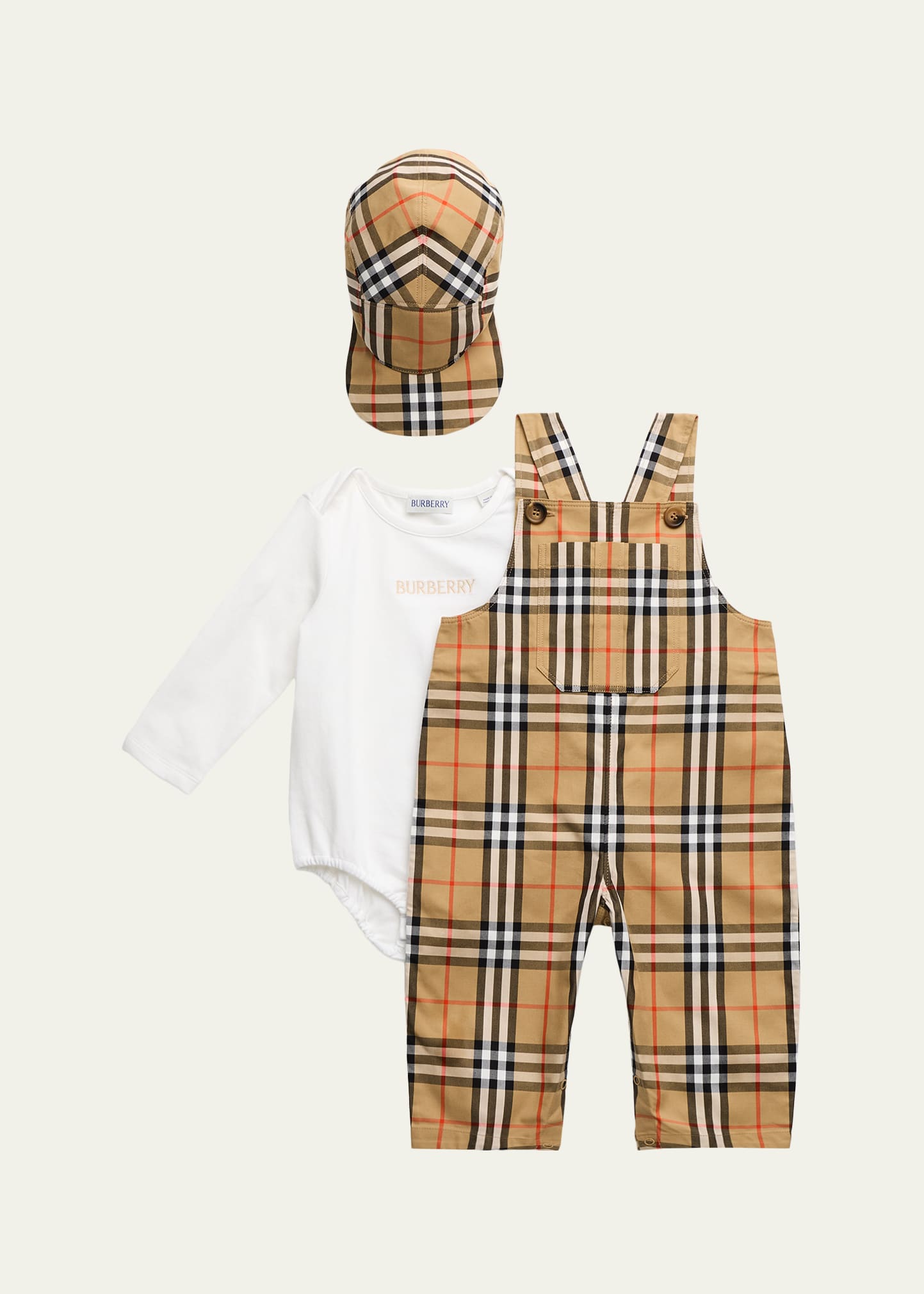 Burberry Boy's Check Cotton Three-Piece Gift Set, Size 1M-18M