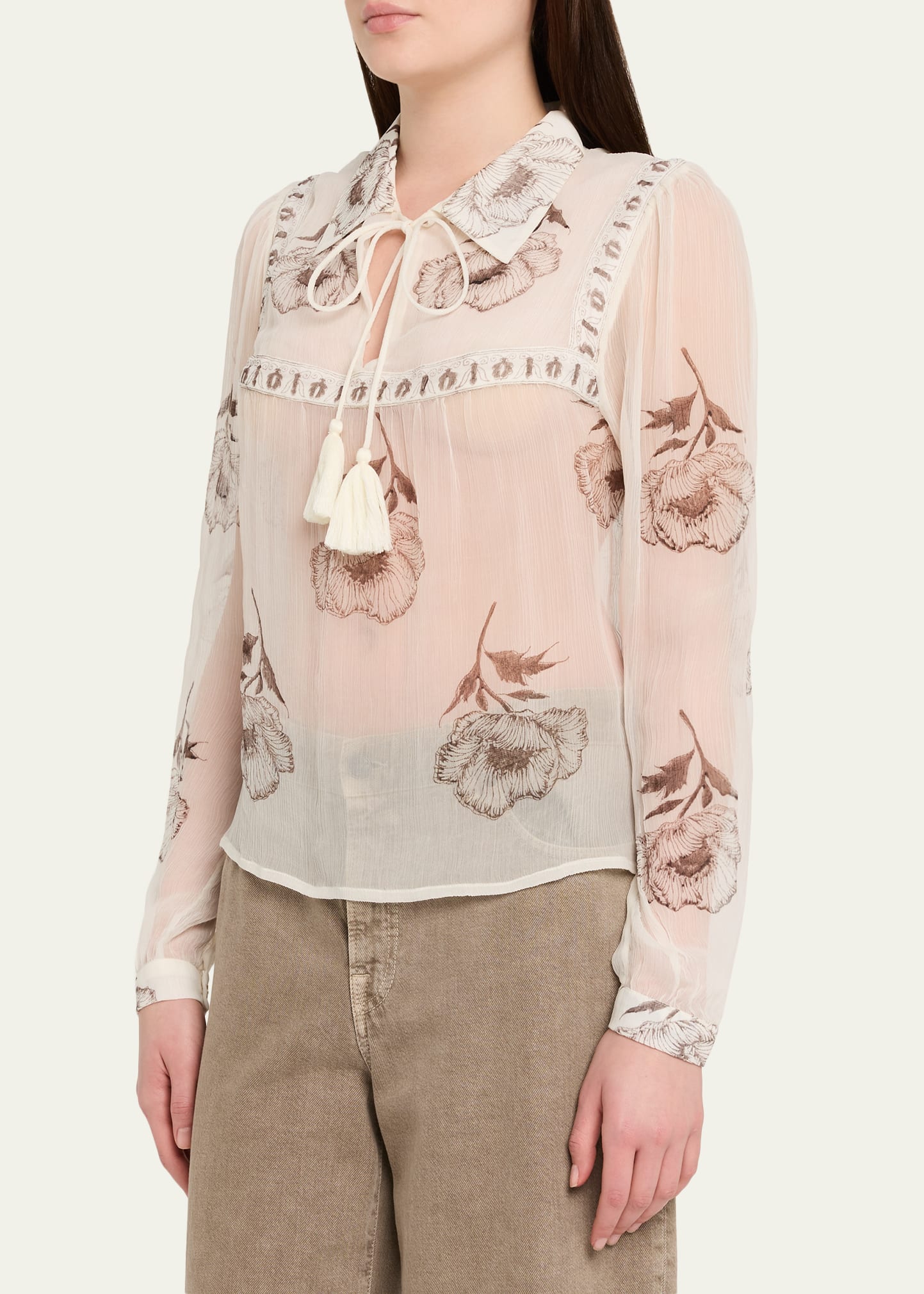 Alix of Bohemia Pascal Obsidian Poppy Sheer Blouse - Bergdorf Goodman