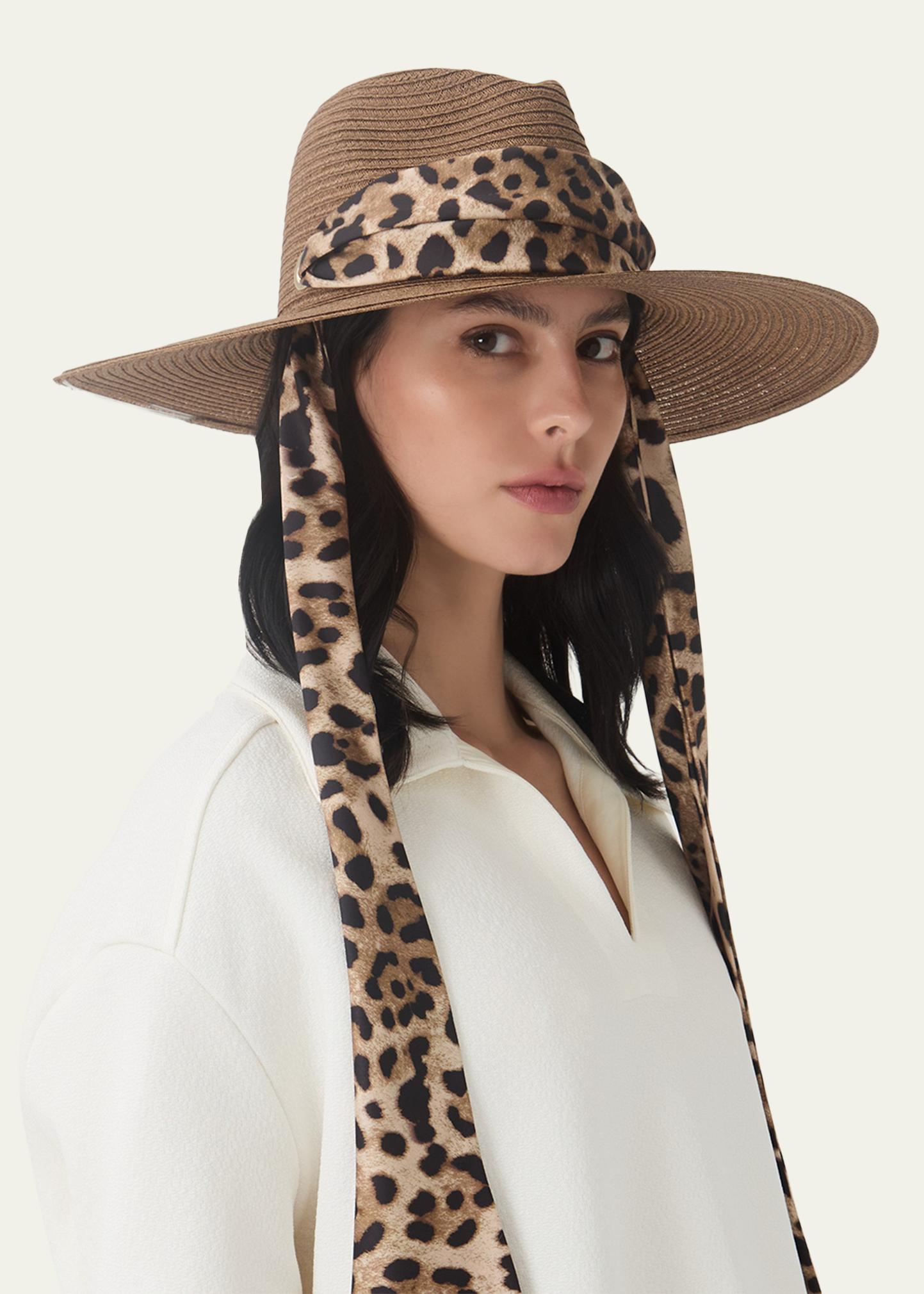 Eugenia Kim Cassidy Sun Hat with Leopard-Print Scarf - Bergdorf