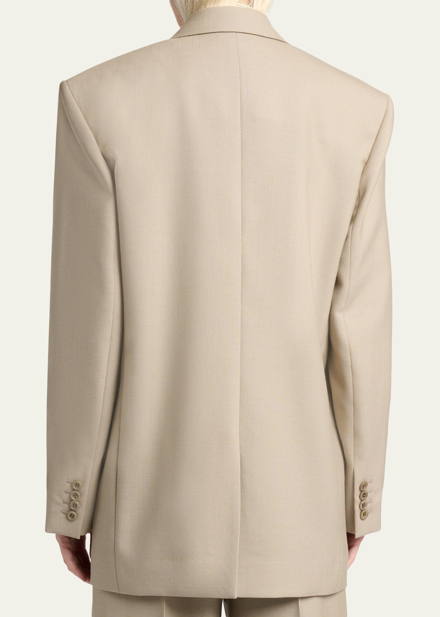 Saint Laurent Single-Breasted Oversized Wool-Silk Blazer Jacket 