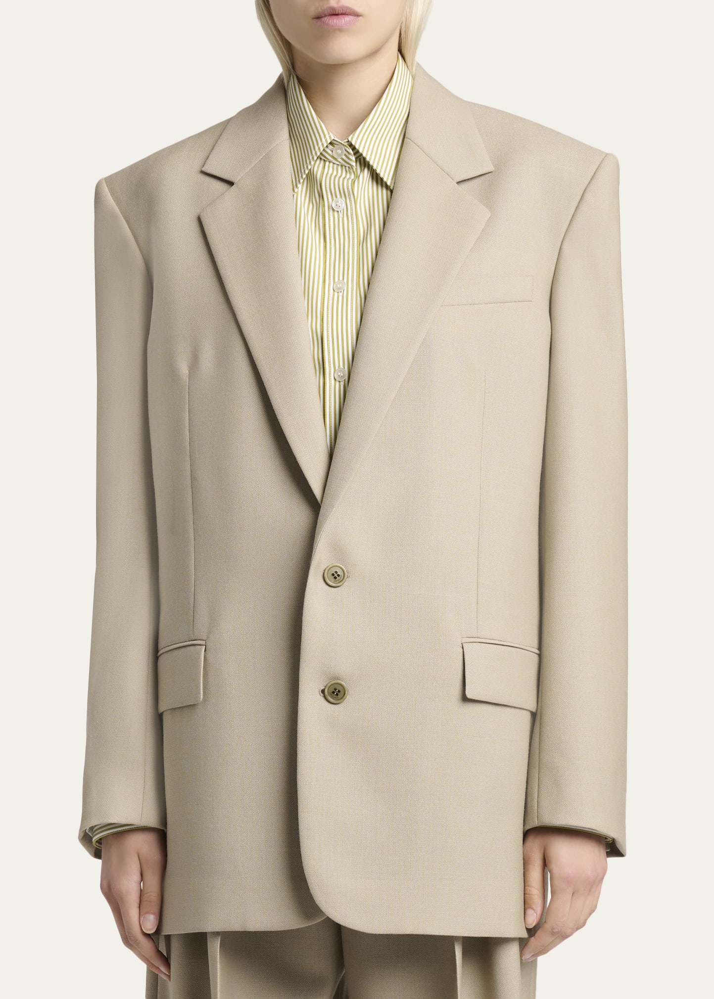 Saint Laurent Single-Breasted Oversized Wool-Silk Blazer Jacket